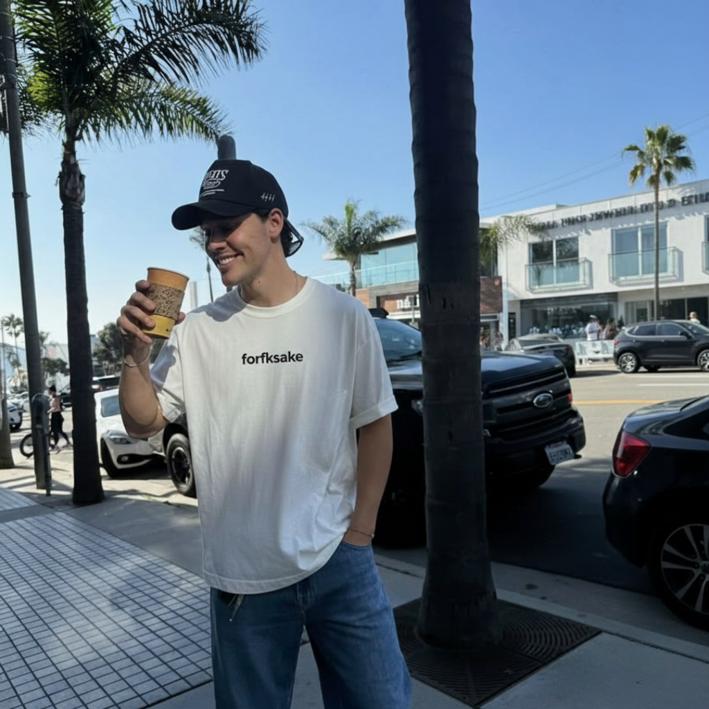 FORFKSAKE ALCOHOLIC WHITE T-SHIRT