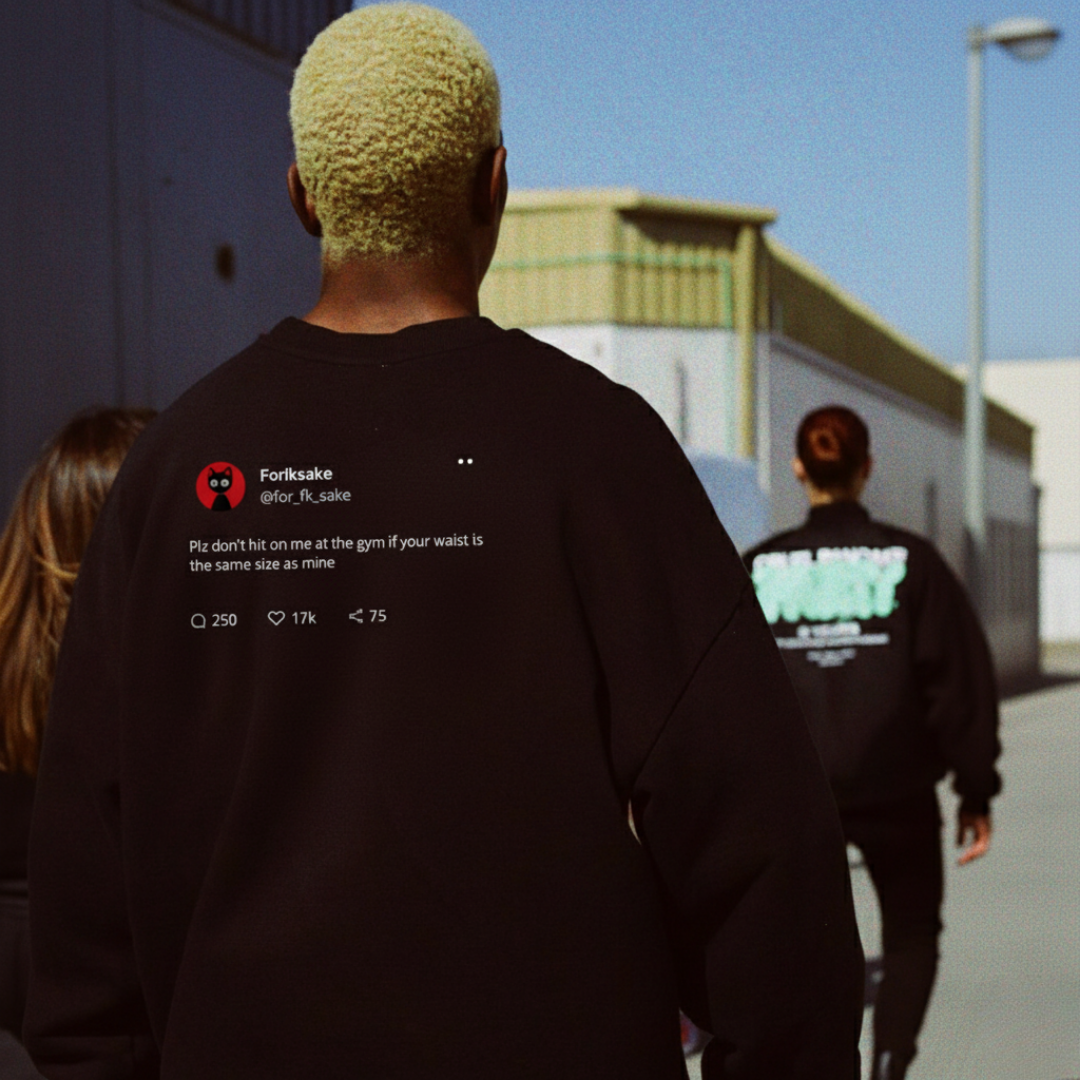 FORFKSAKE WAISTLINE WARNING BLACK HOODIE