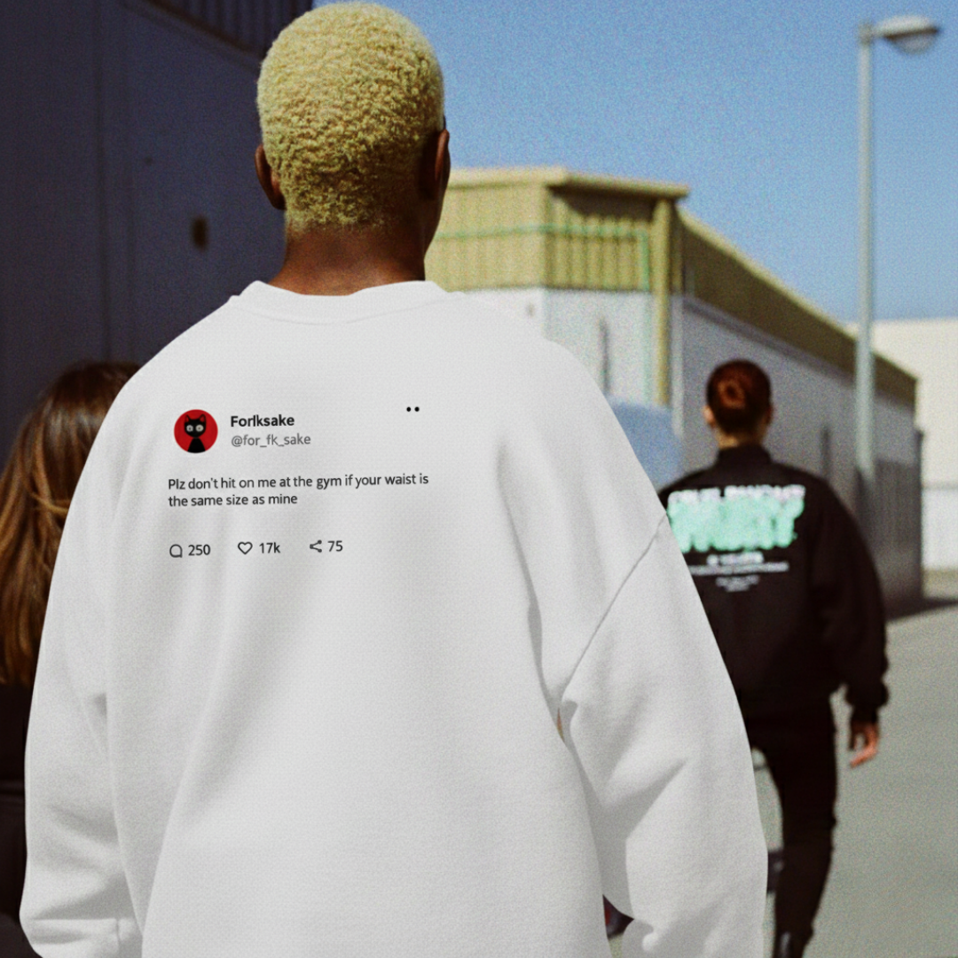 FORFKSAKE WAISTLINE WARNING WHITE HOODIE