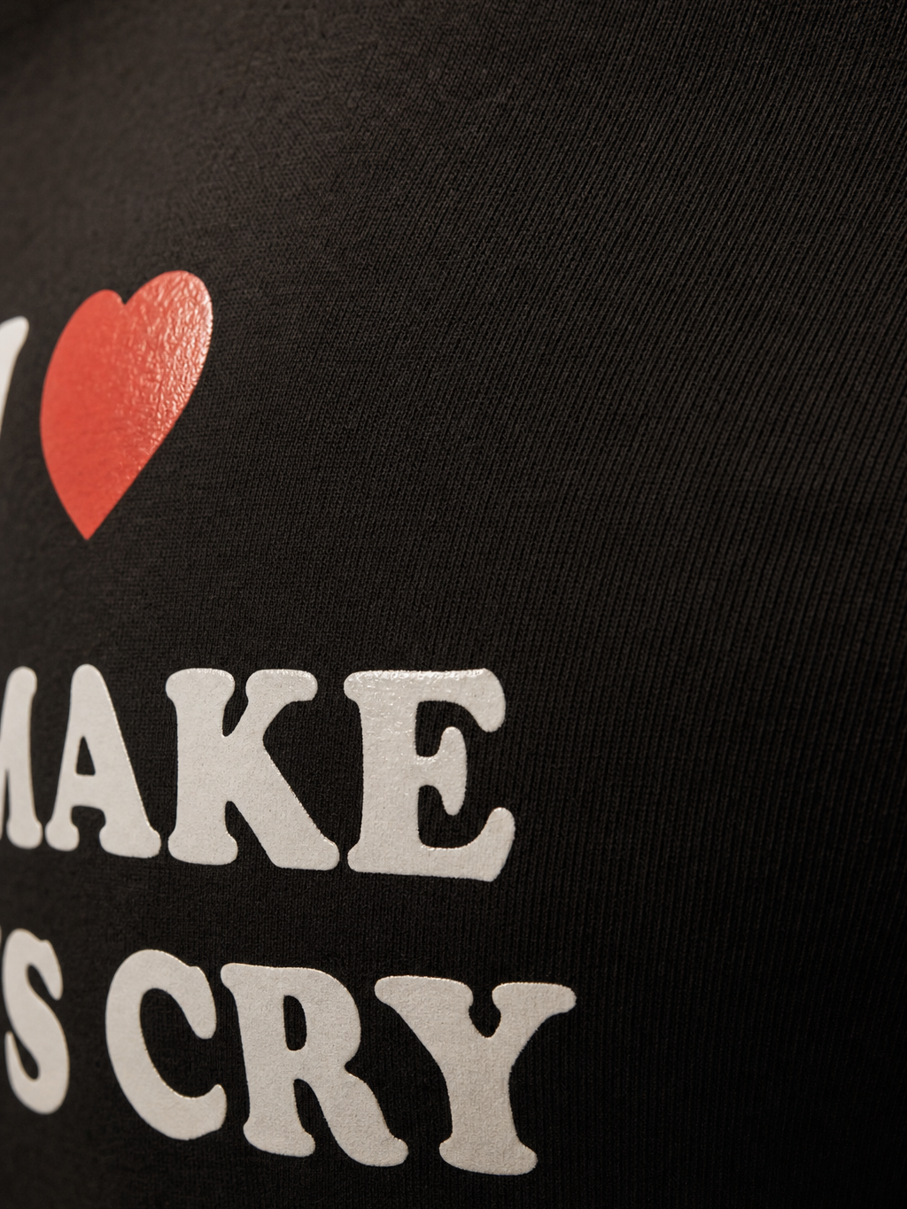 Forfksake I Love To Make Boys Cry Baby Tee Brown – close-up detail