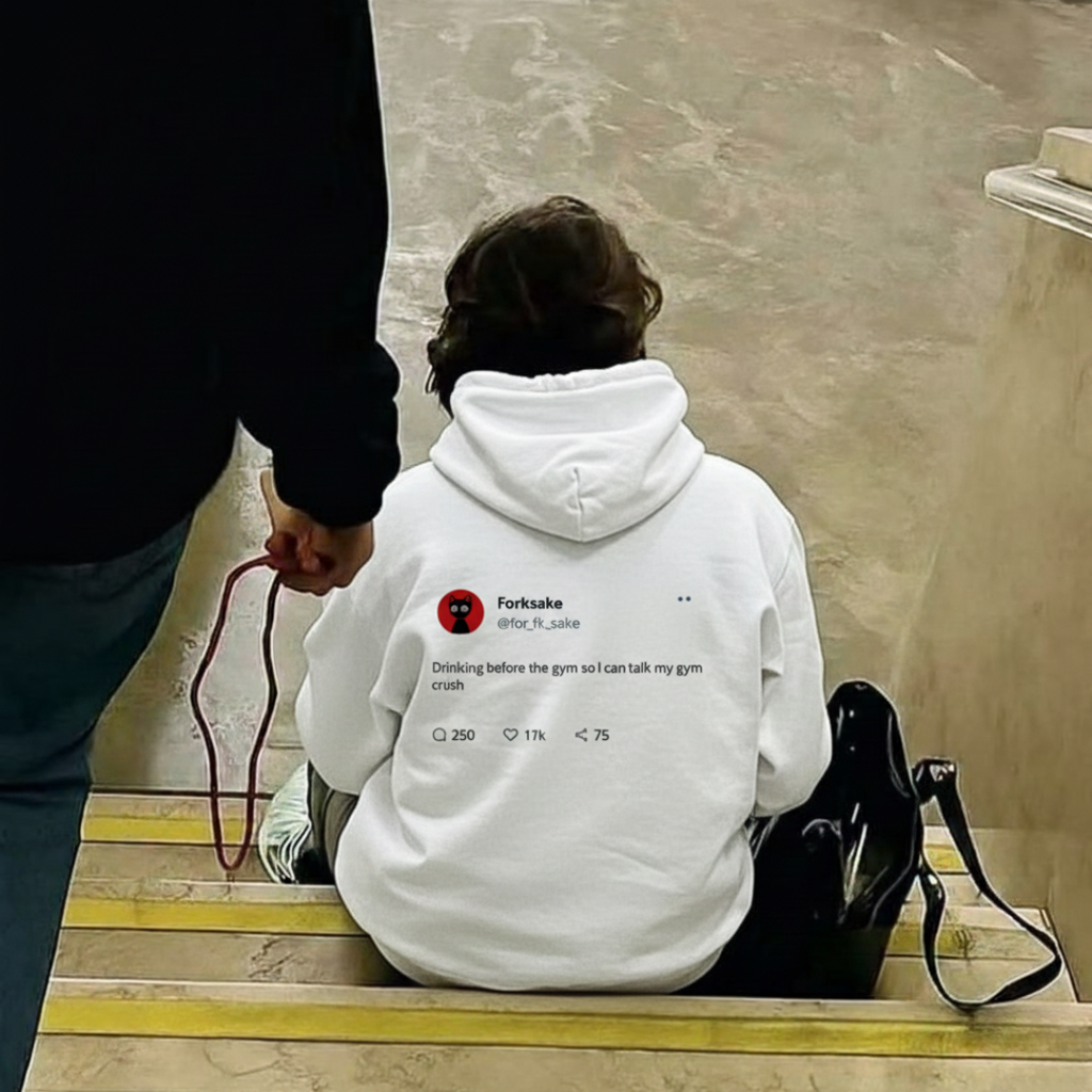 FORFKSAKE GYM CRUSH WHITE HOODIE