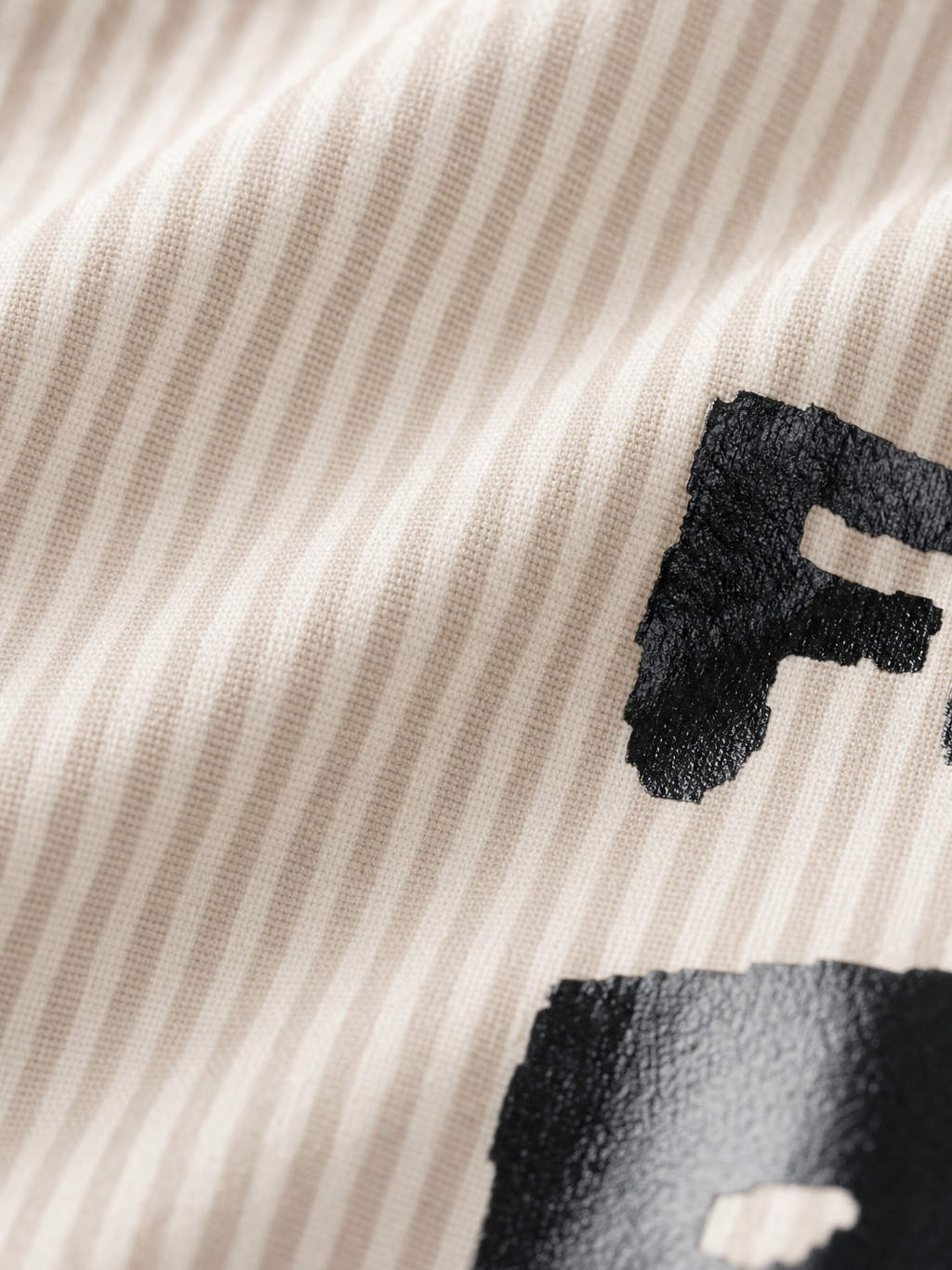 Forfksake Money Boxy Fit Beige Striped Shirt – close-up detail