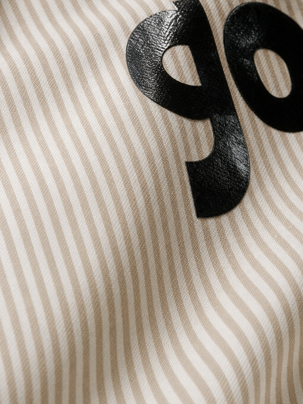 Forfksake Go F Yourself Boxy Fit Beige Striped Shirt – close-up detail