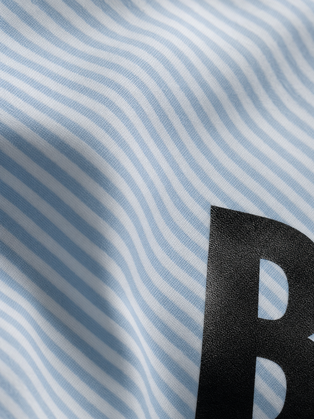 Forfksake Be The Problem Boxy Fit Blue Striped Shirt – close-up detail