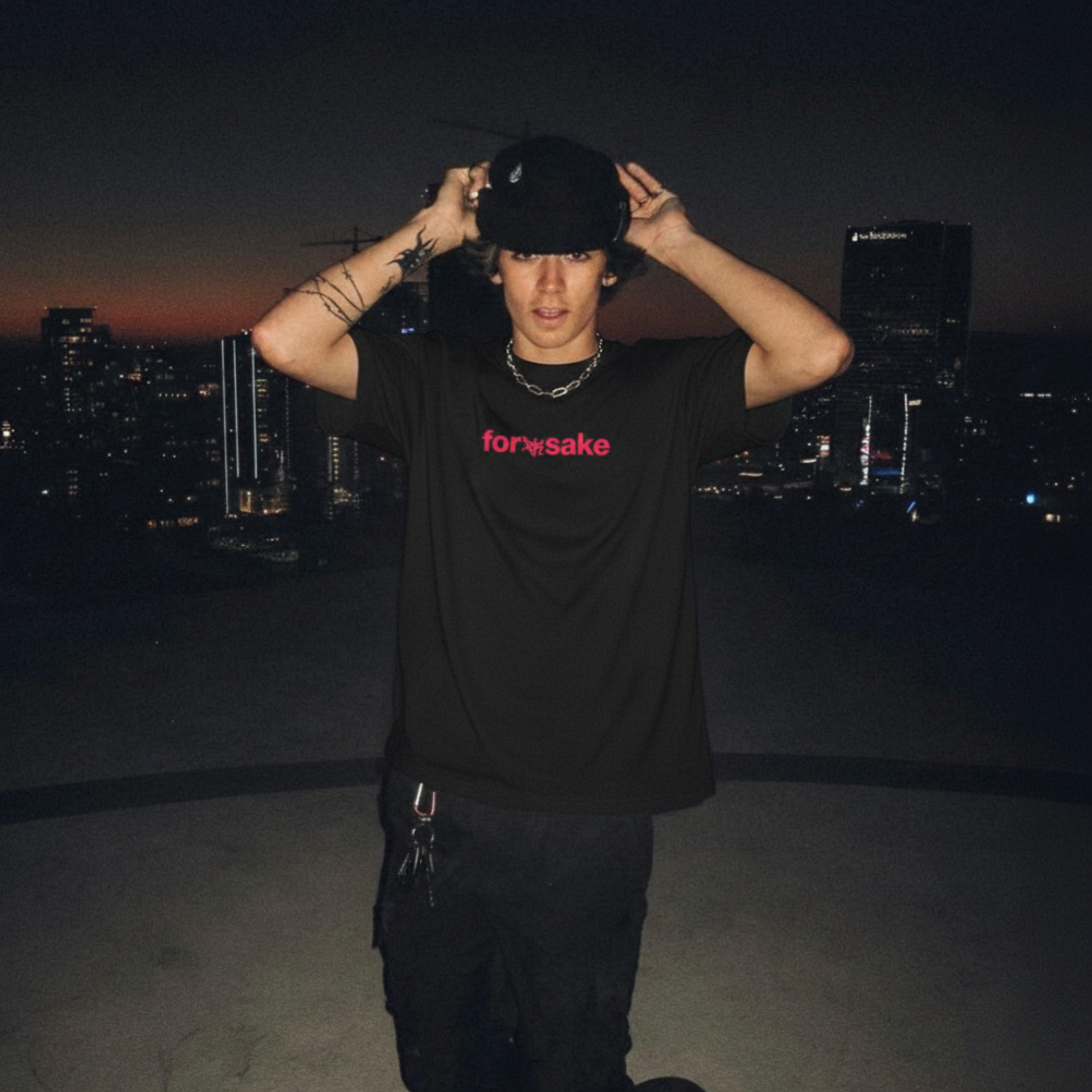 FORFKSAKE ALL EYES ON ME BLACK T-SHIRT