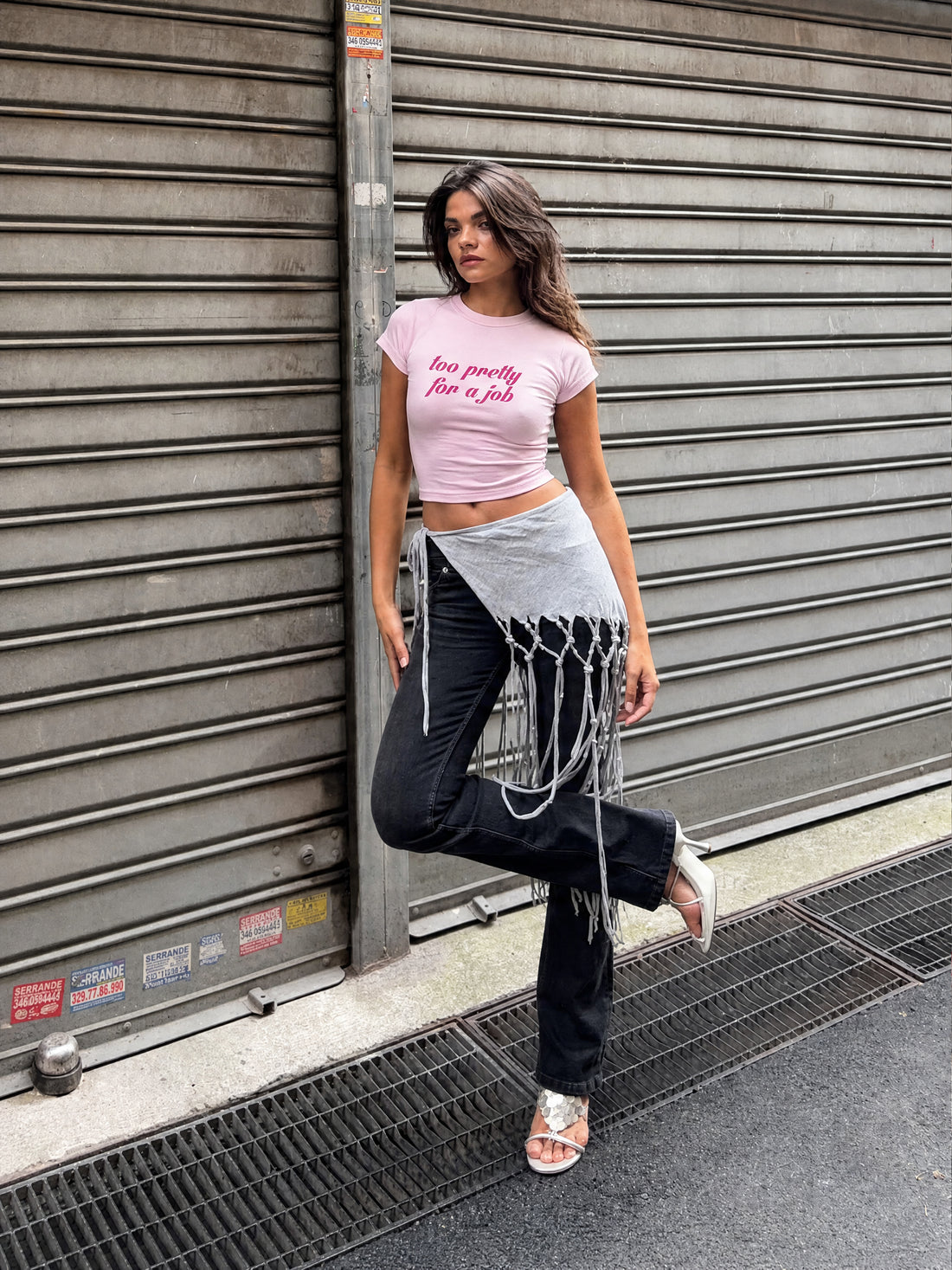 Forfksake Too Pretty For A Job Baby Tee Pink