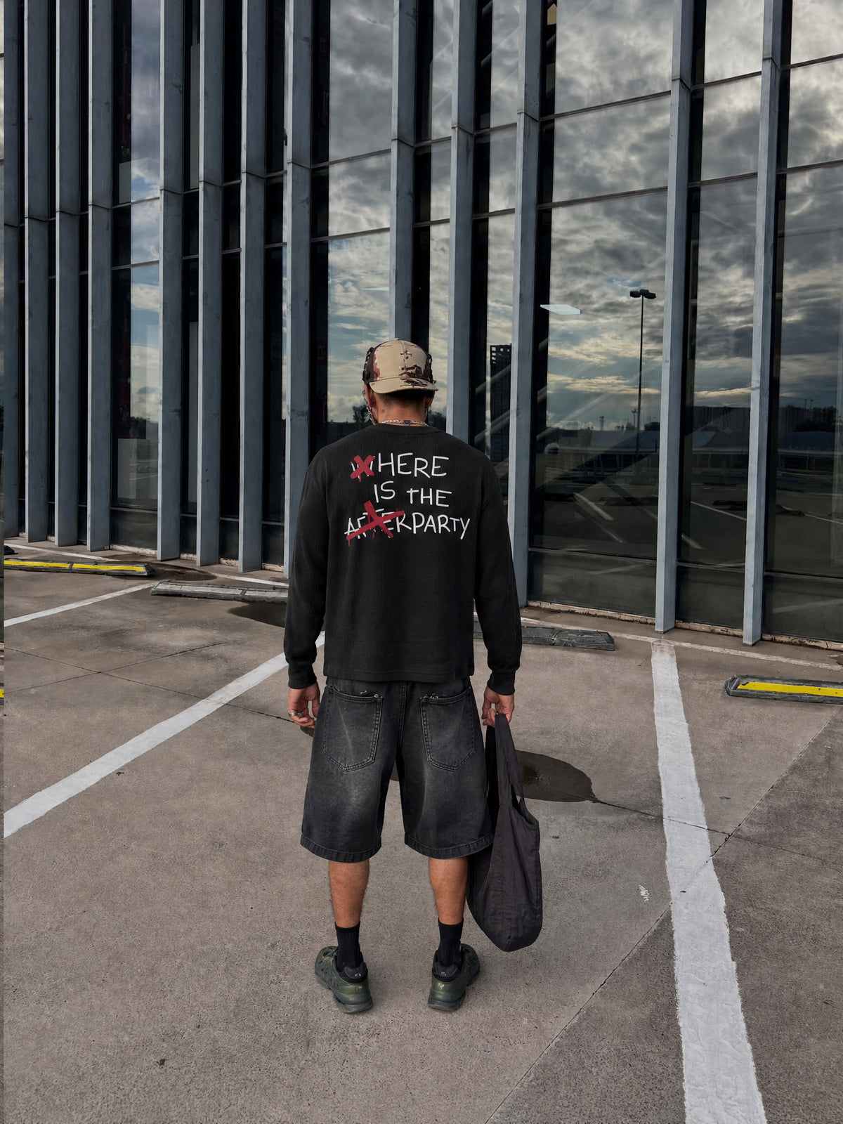 Forfksake Afterparty Scenes Waffle Long Sleeve T-Shirt Black