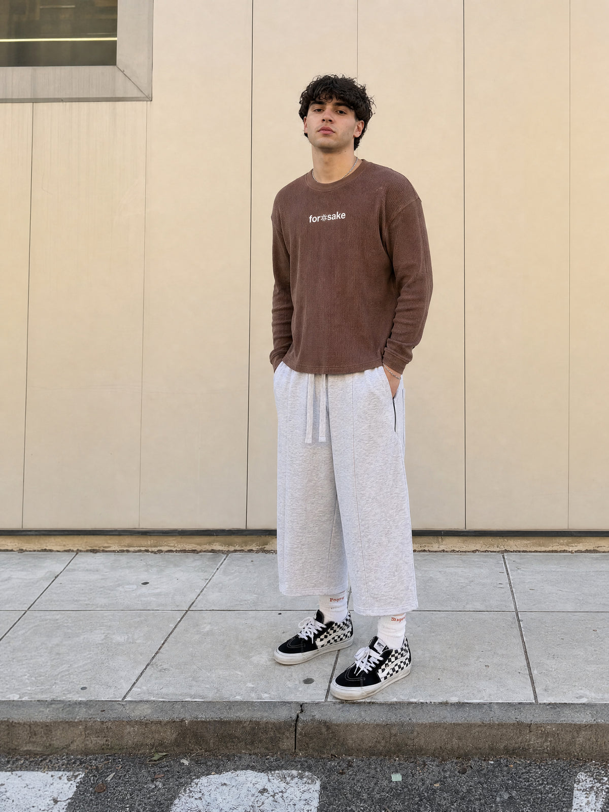 Forfksake Locally Hated Waffle Long Sleeve T-Shirt Brown
