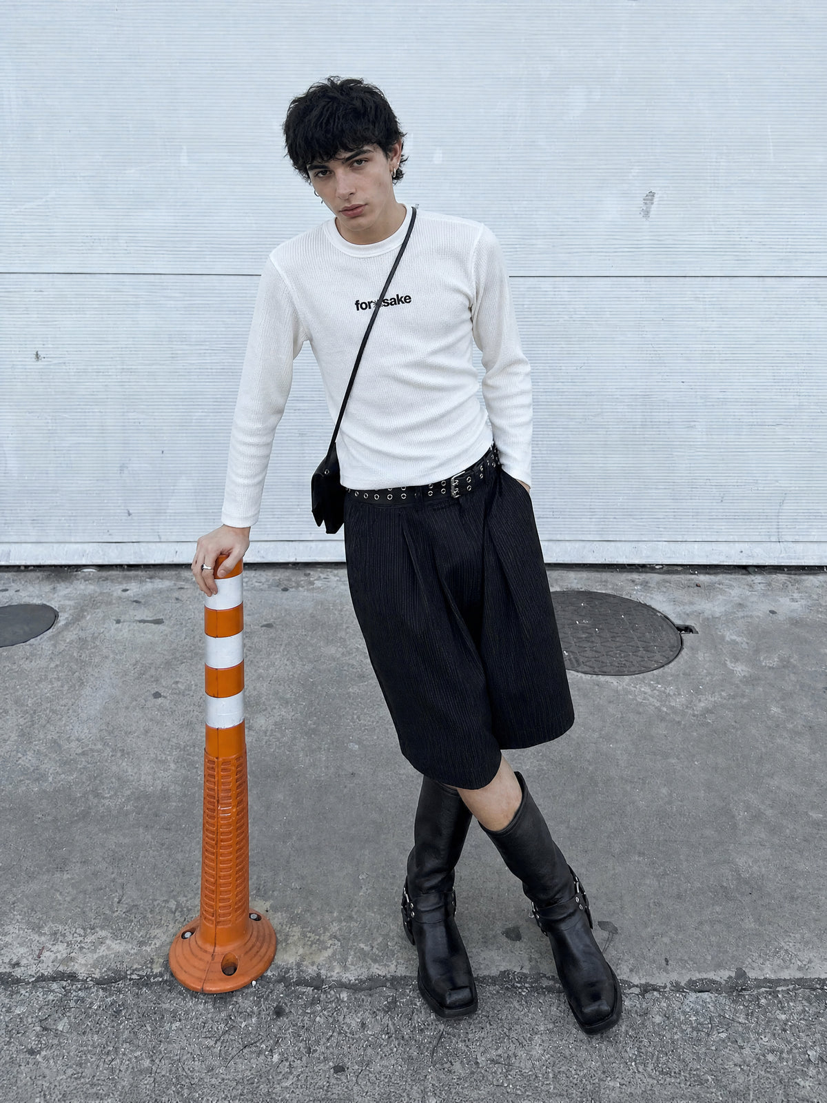 Forfksake Walkout Waffle Long Sleeve T-Shirt Off White