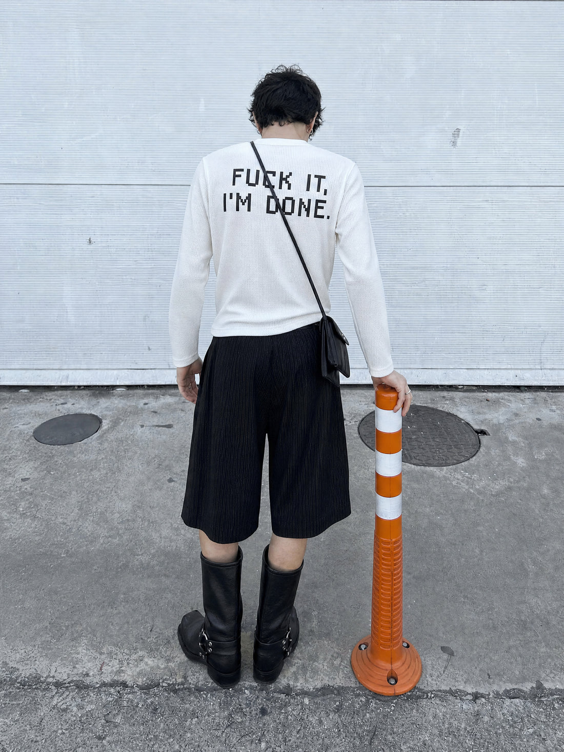 Forfksake Walkout Waffle Long Sleeve T-Shirt Off White
