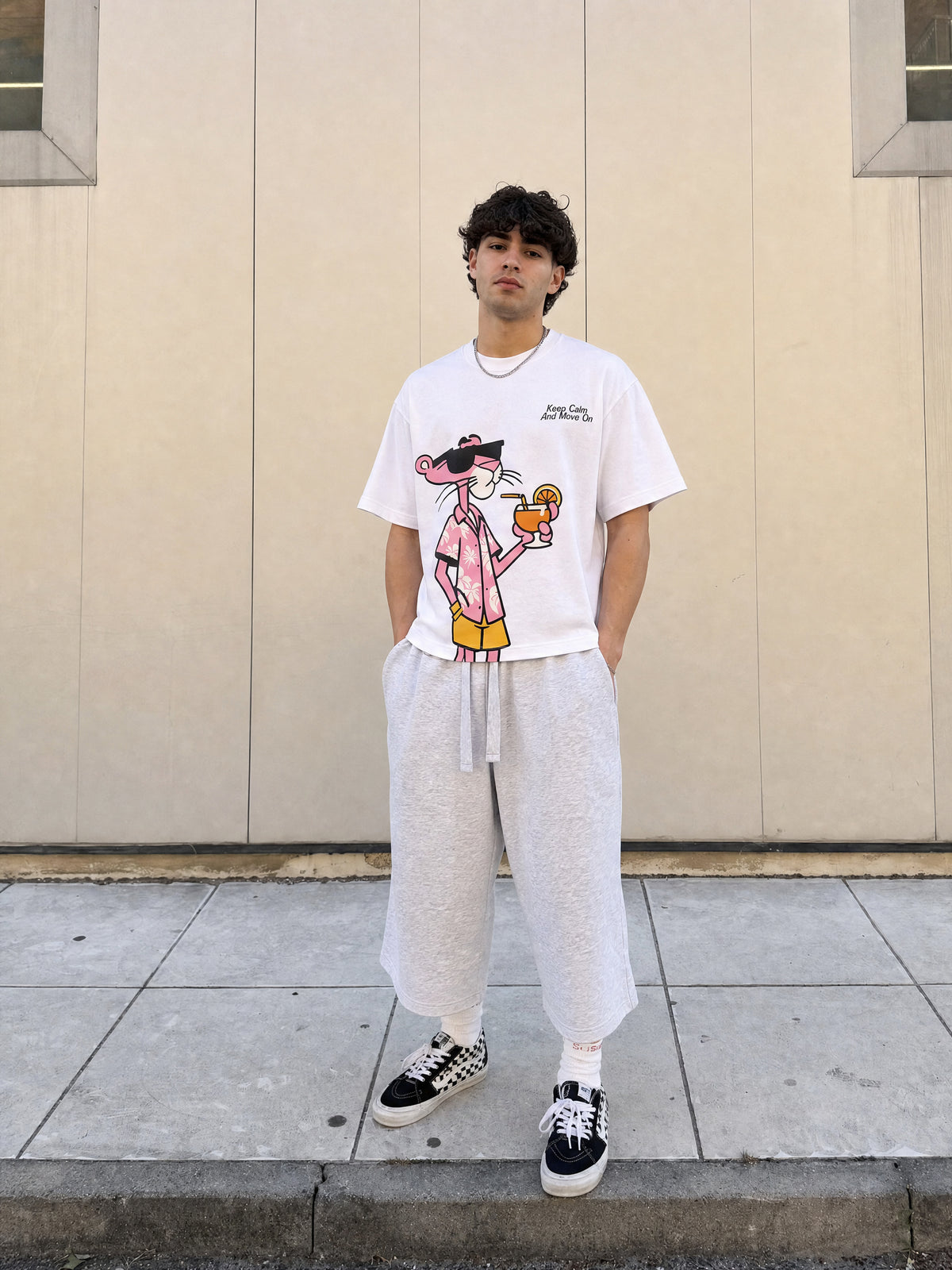Forfksake Pink Panther Vacation Drip T-Shirt White