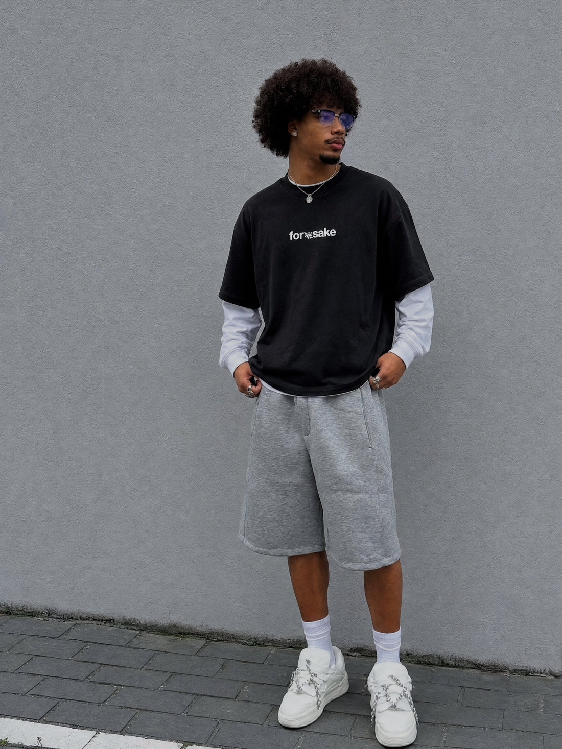 Forfksake God's Sign Double Layered T-Shirt Black