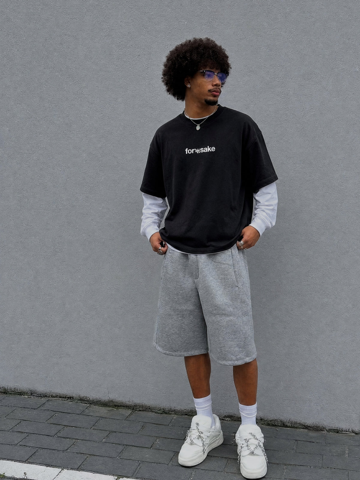 Forfksake God's Sign Double Layered T-Shirt Black