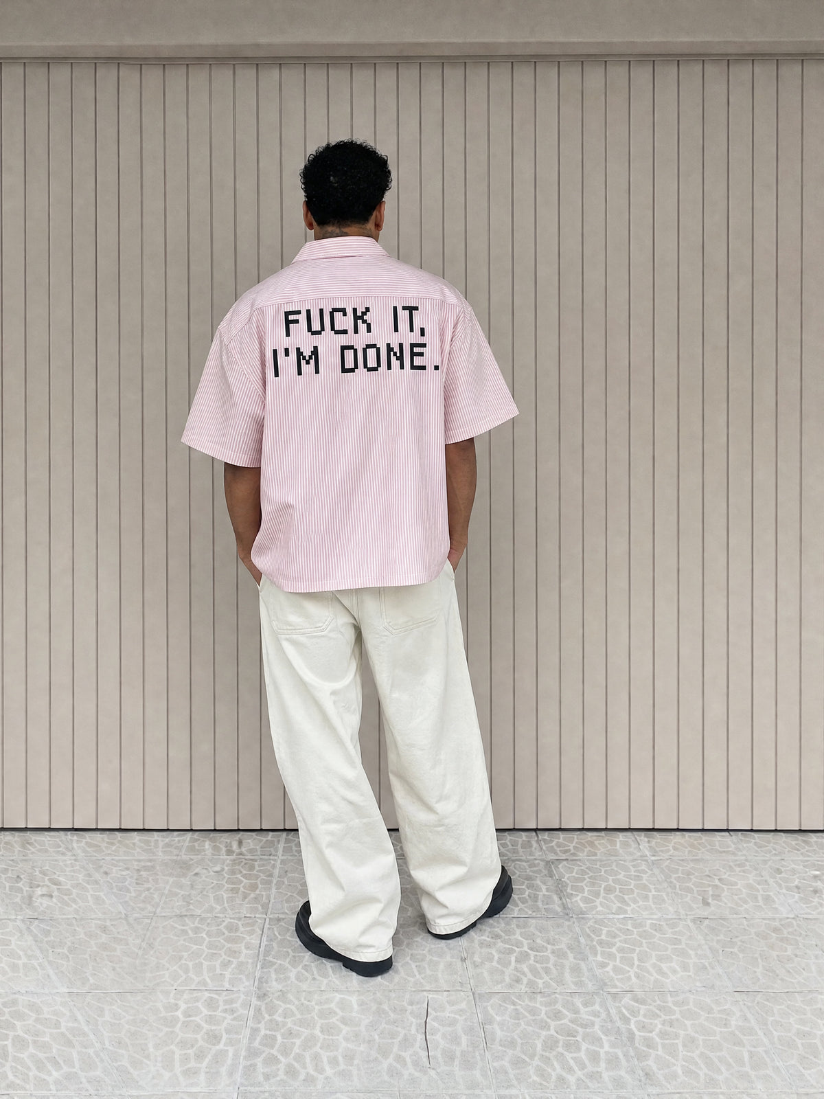 Forfksake Walkout Boxy Fit Pink Striped Shirt