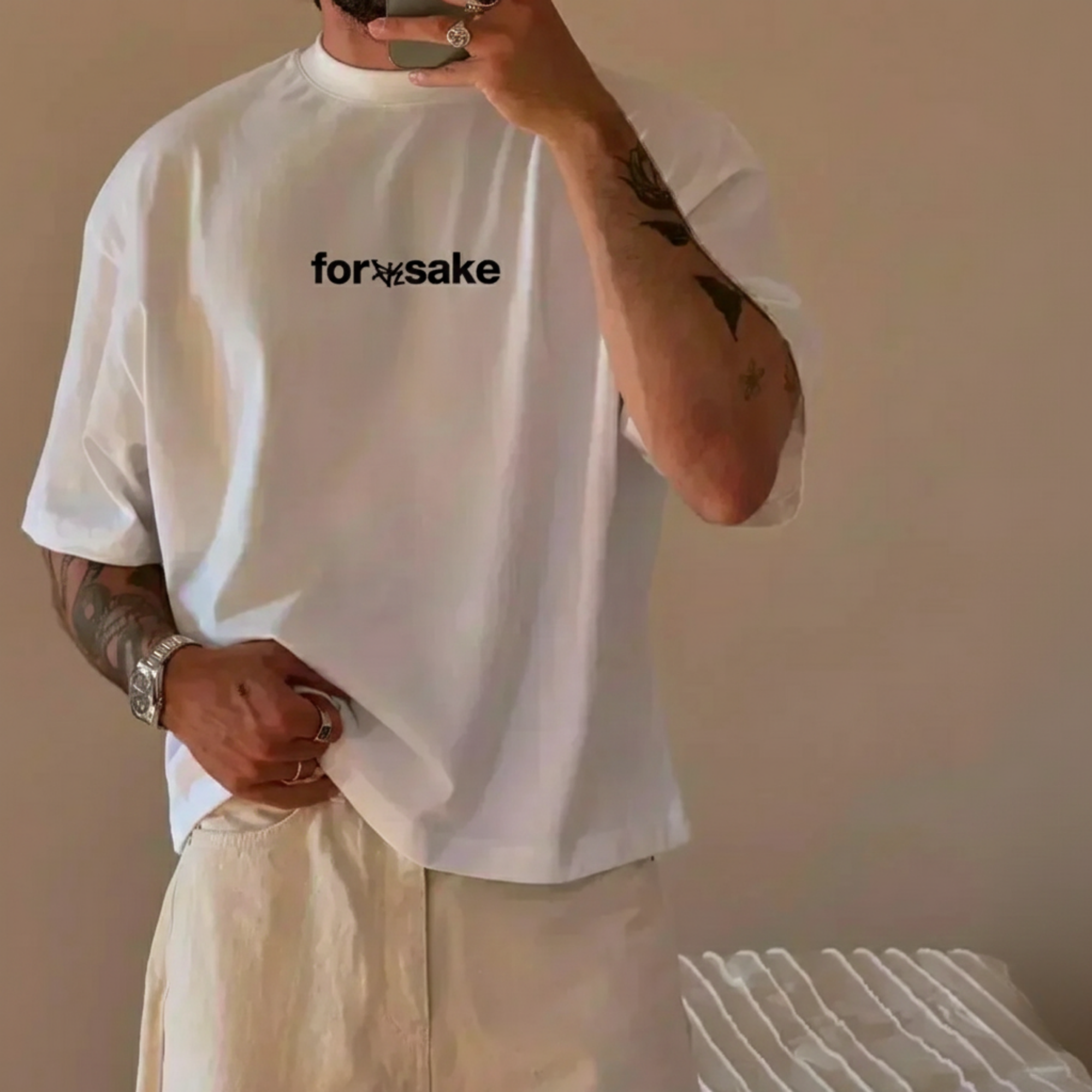 FORFKSAKE DIRTY MARTINI CLUB NUDE WHITE  T-SHIRT