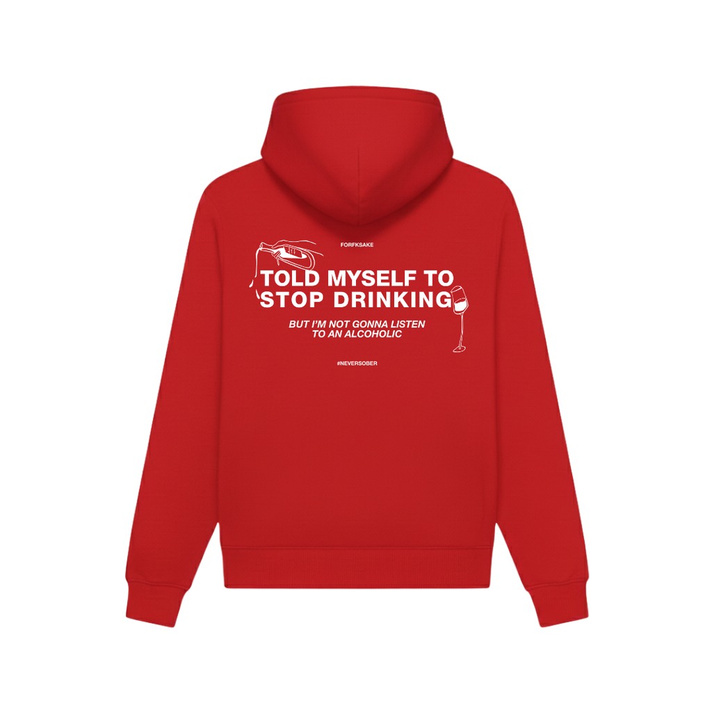 FORFKSAKE ALCOHOLIC RED HOODIE