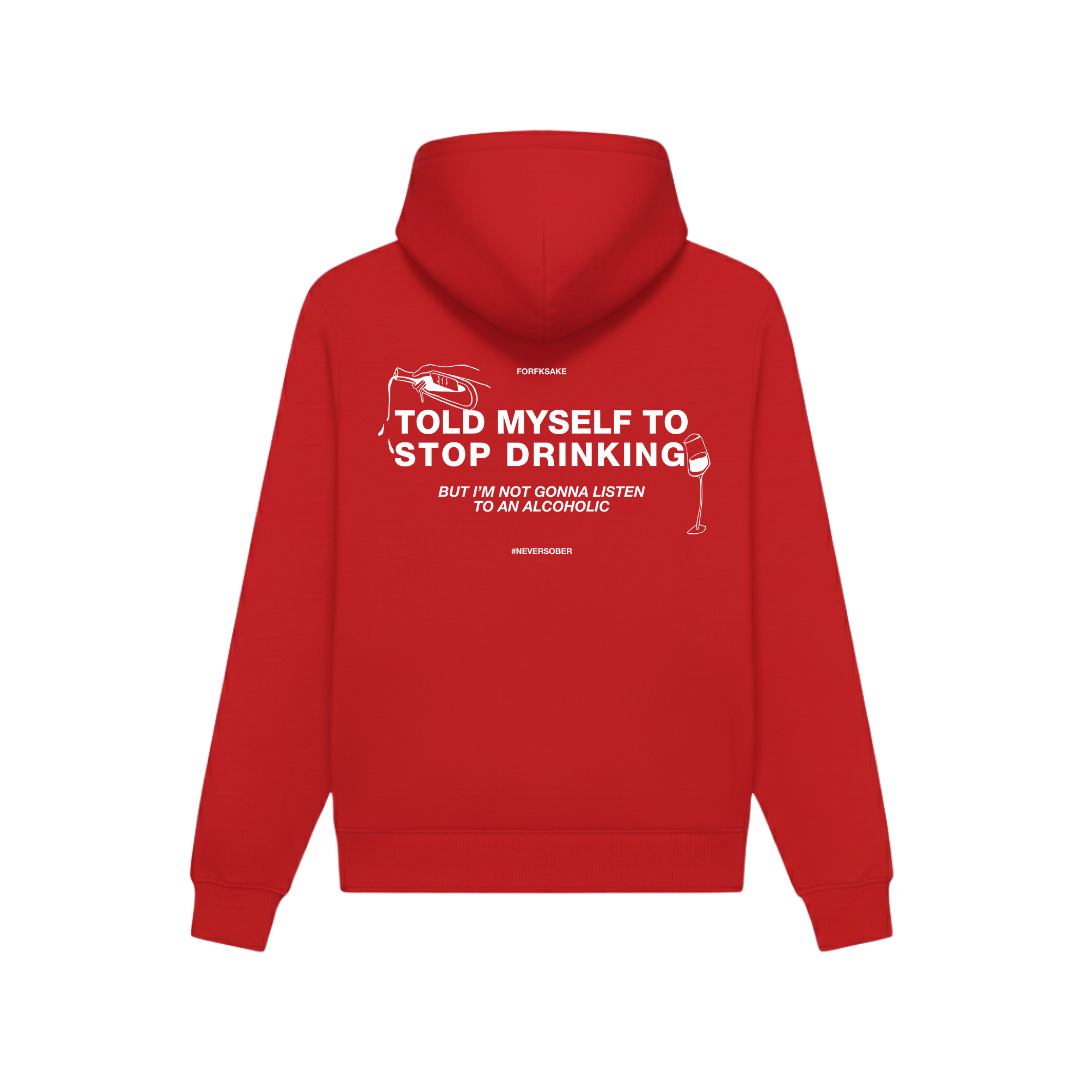 FORFKSAKE ALCOHOLIC RED HOODIE