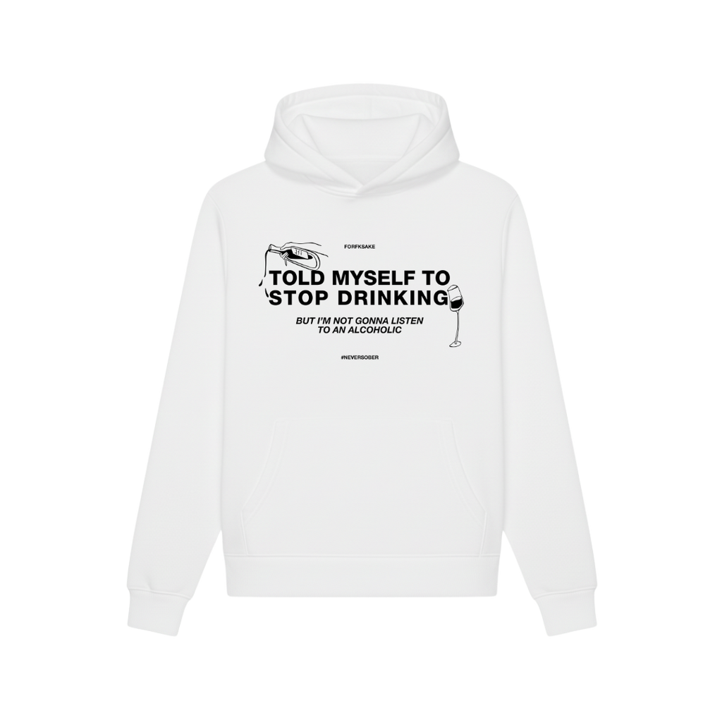 FORFKSAKE ALCOHOLIC WHITE HOODIE