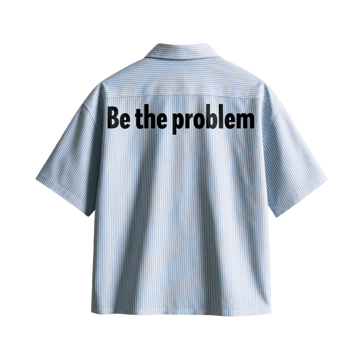 Forfksake Be The Problem Boxy Fit Blue Striped Shirt