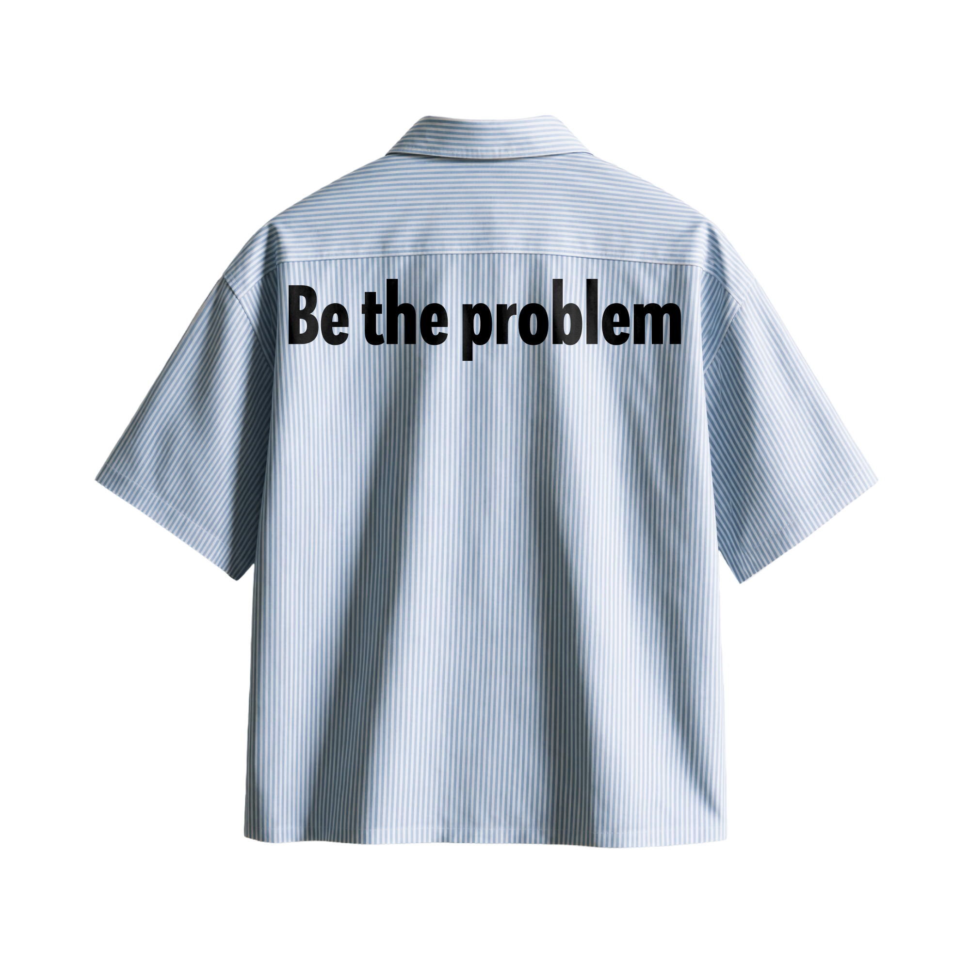 Forfksake Be The Problem Boxy Fit Blue Striped Shirt