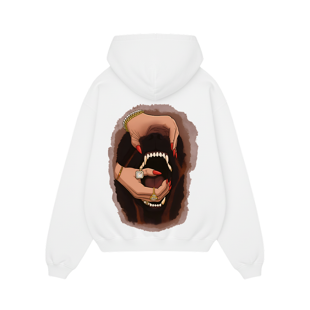 FORFKSAKE CONTROLLED BEAST WHITE HOODIE