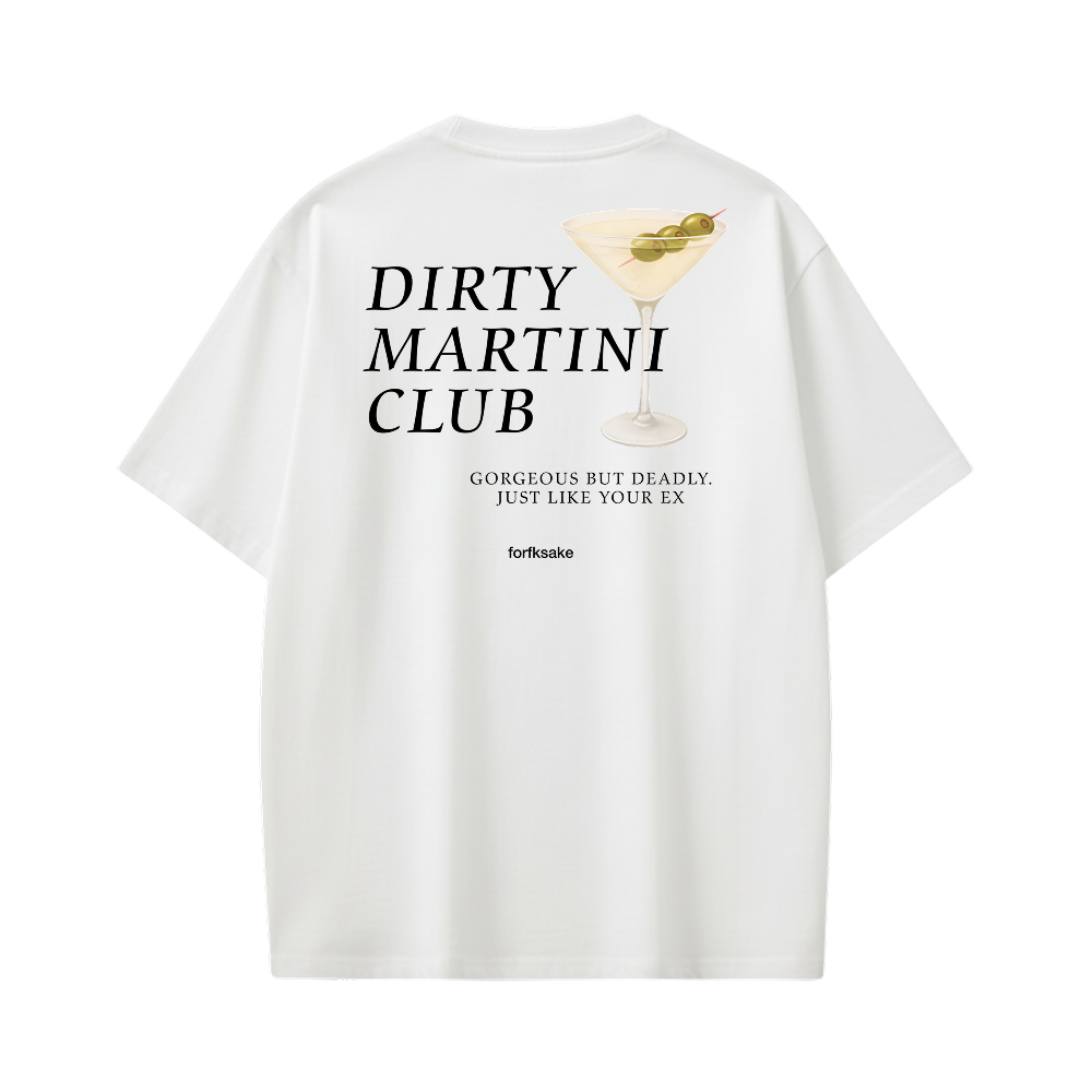 FORFKSAKE DIRTY MARTINI CLUB NUDE WHITE  T-SHIRT