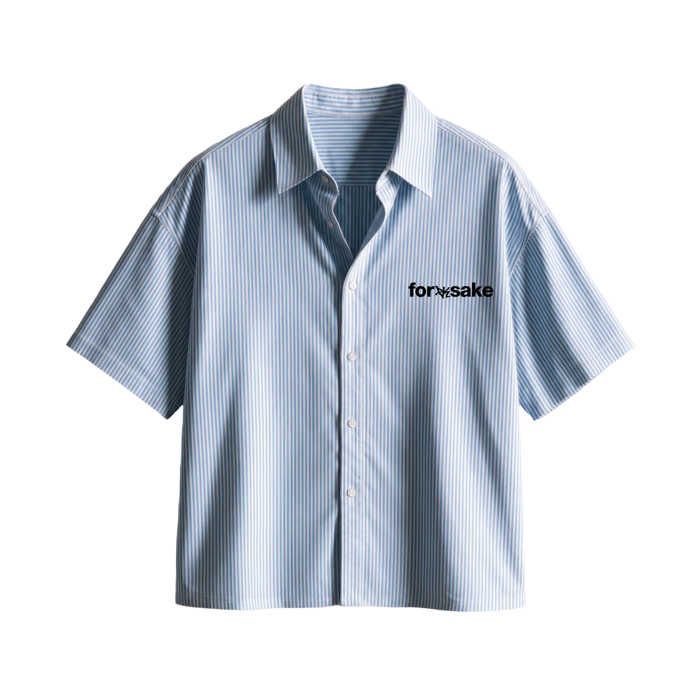 Forfksake Disaster Boxy Fit Blue Striped Shirt