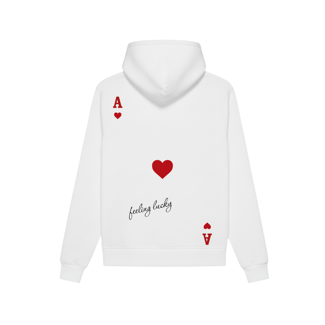 FORFKSAKE FEELING LUCKY ACE WHITE HOODIE