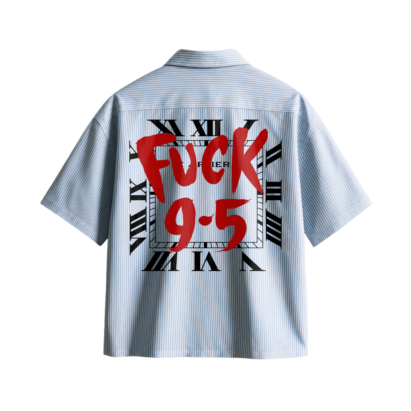 Forfksake Fuck 9-5 Boxy Fit Blue Striped Shirt
