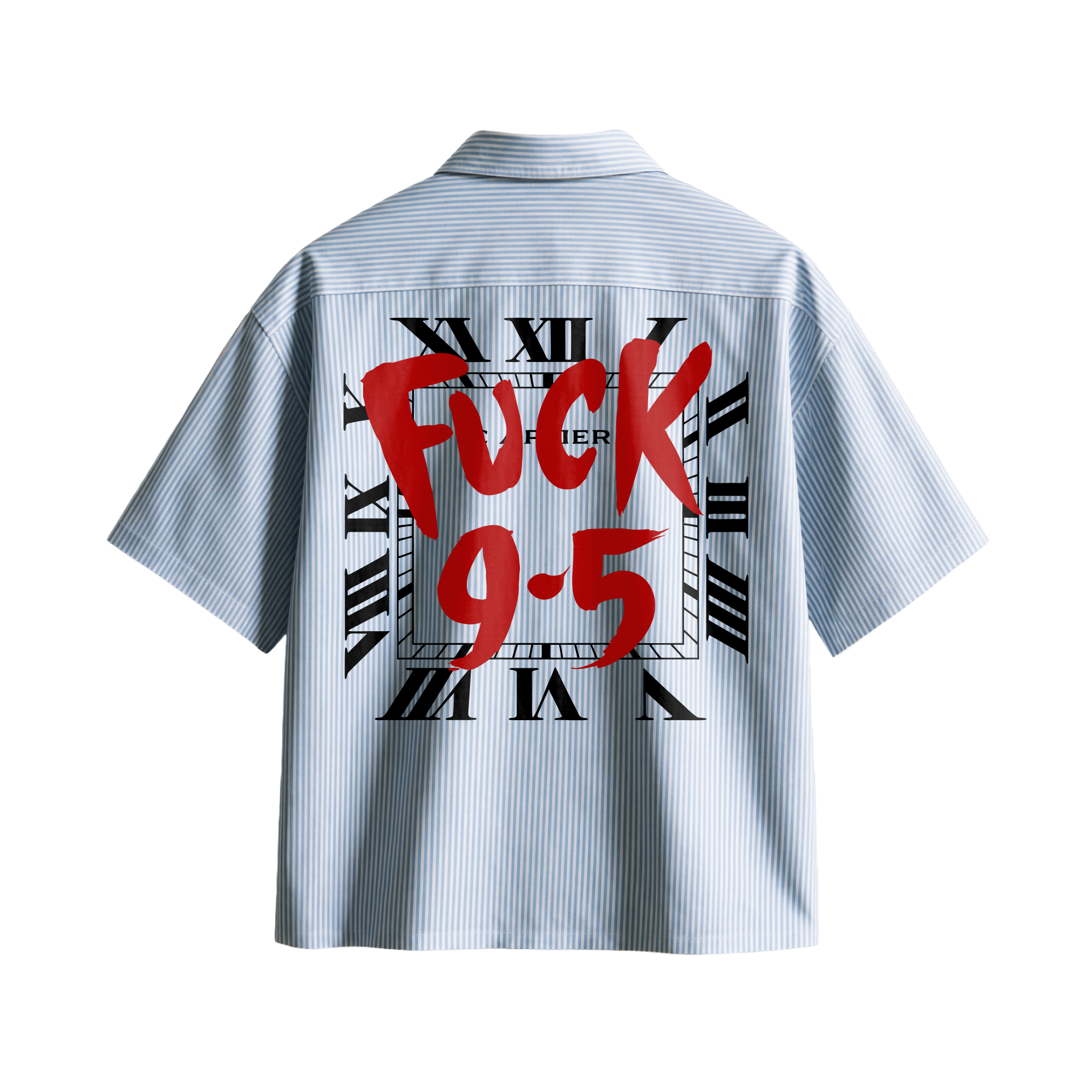 Forfksake Fuck 9-5 Boxy Fit Blue Striped Shirt