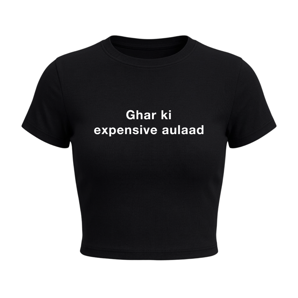 Forfksake Ghar Ki Expensive Aulaad Baby Tee Black