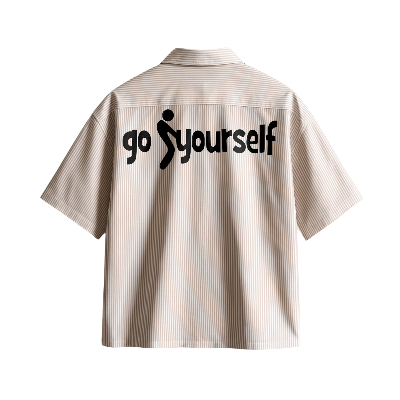 Forfksake Go F Yourself Boxy Fit Beige Striped Shirt