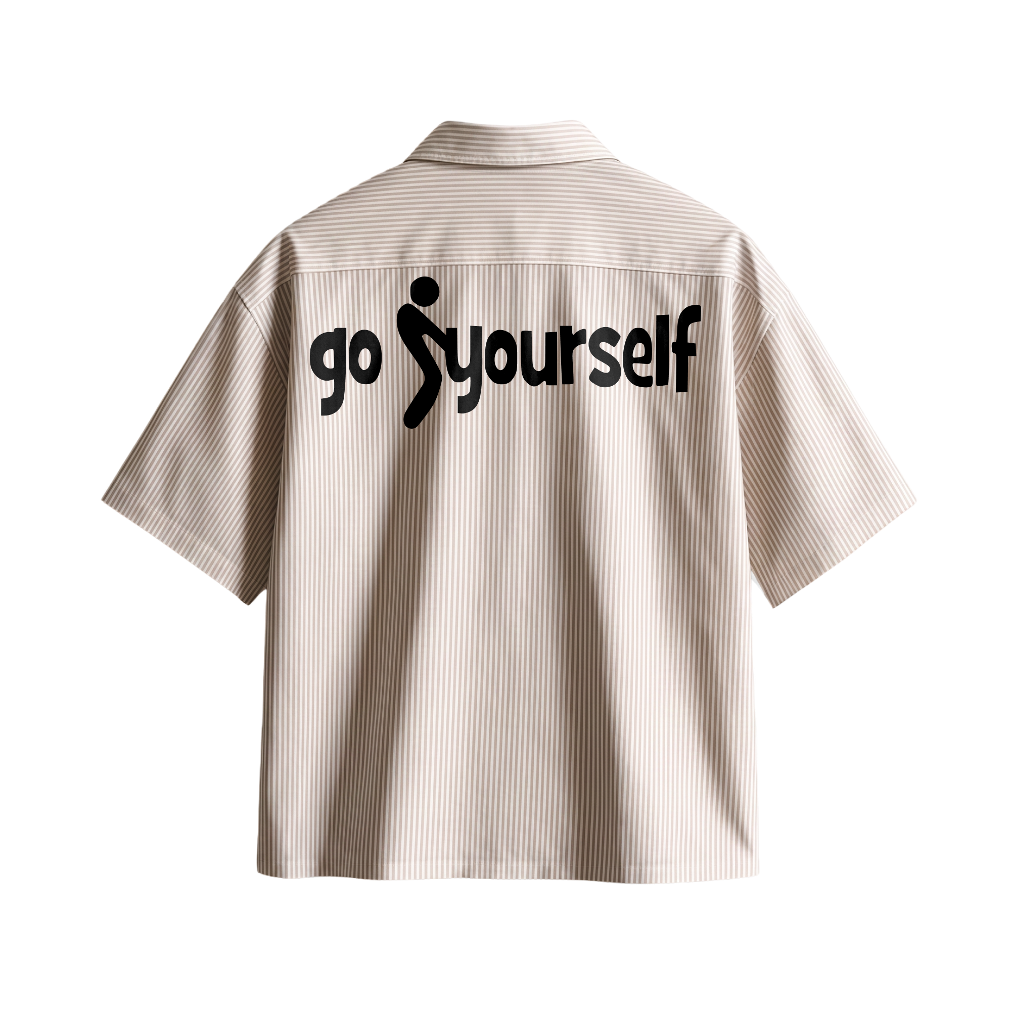 Forfksake Go F Yourself Boxy Fit Beige Striped Shirt