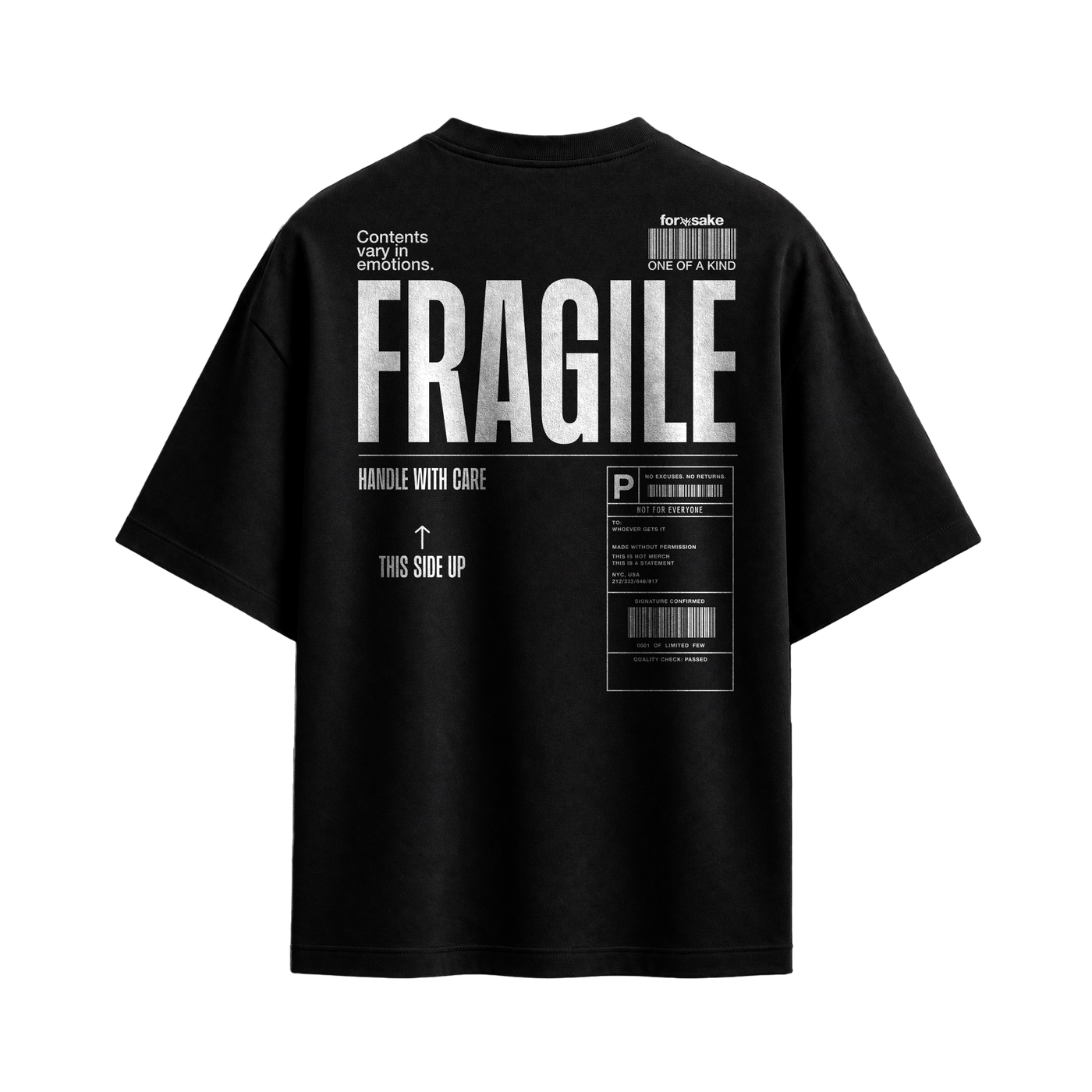 Forfksake Handle With Care Black T-Shirt