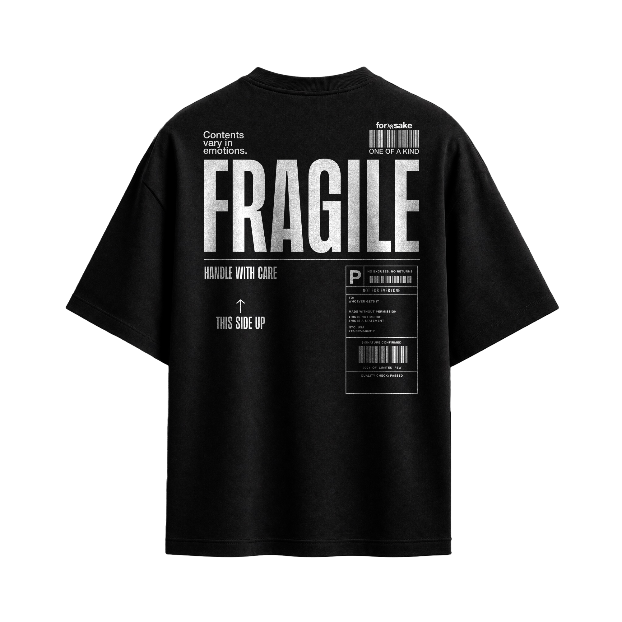 Forfksake Handle With Care Black T-Shirt