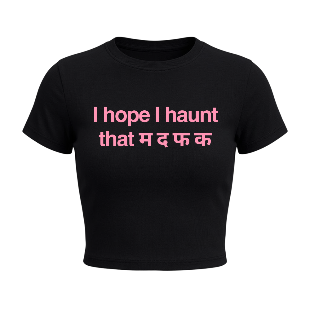 Forfksake Haunt You Baby Tee Black