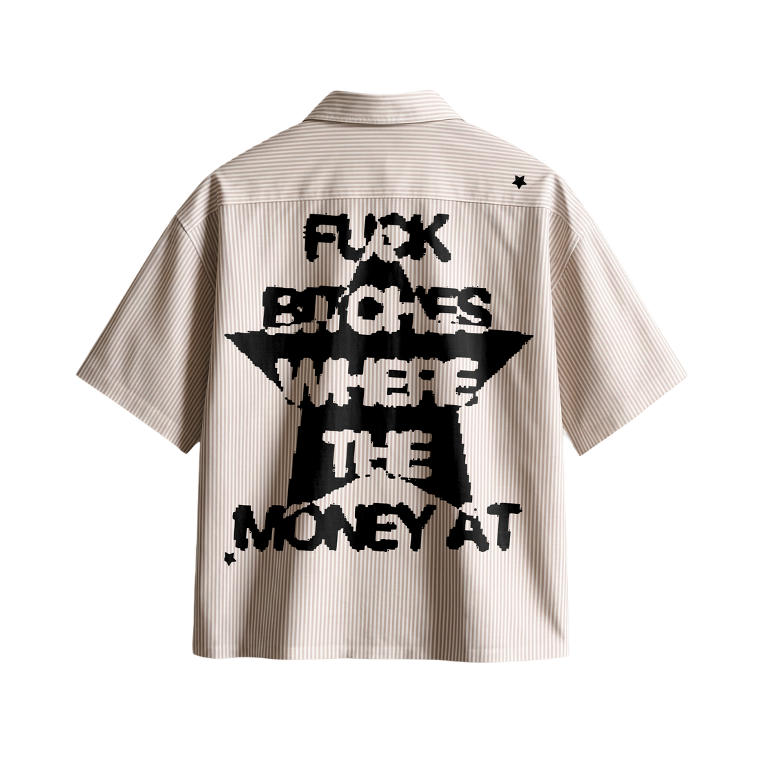 Forfksake Money Boxy Fit Beige Striped Shirt
