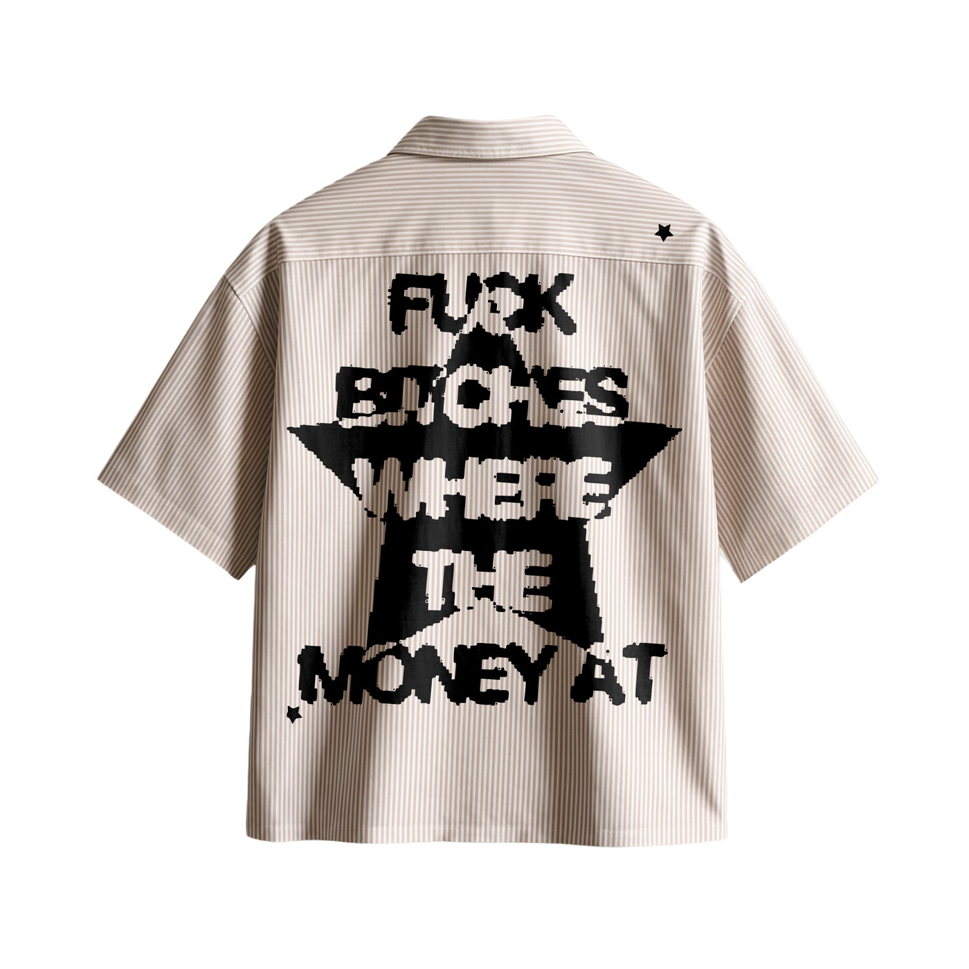 Forfksake Money Boxy Fit Beige Striped Shirt