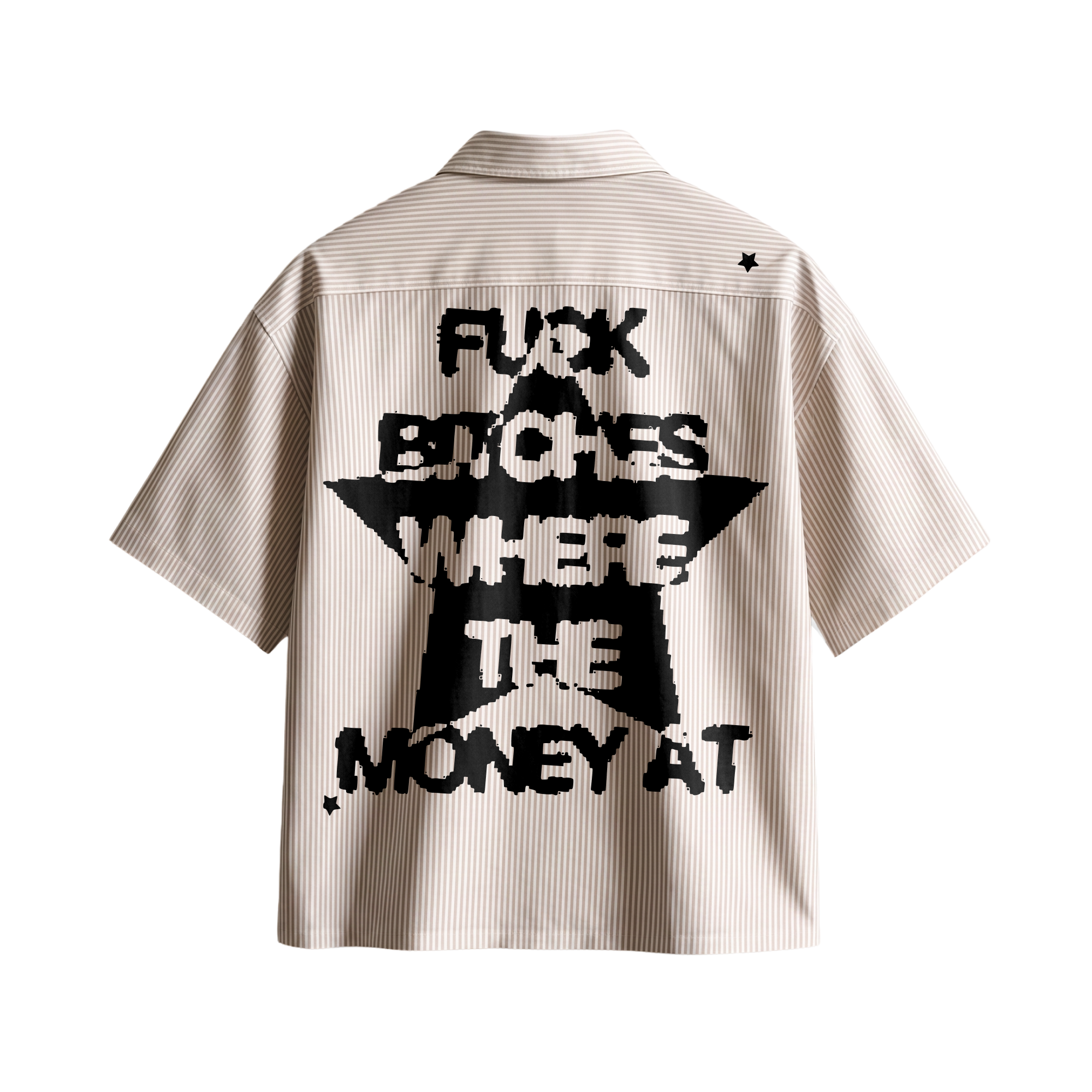 Forfksake Money Boxy Fit Beige Striped Shirt