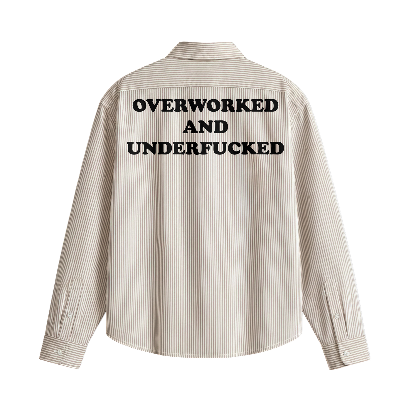 Forfksake Overworked And Underfucked Stripe Shirt Beige