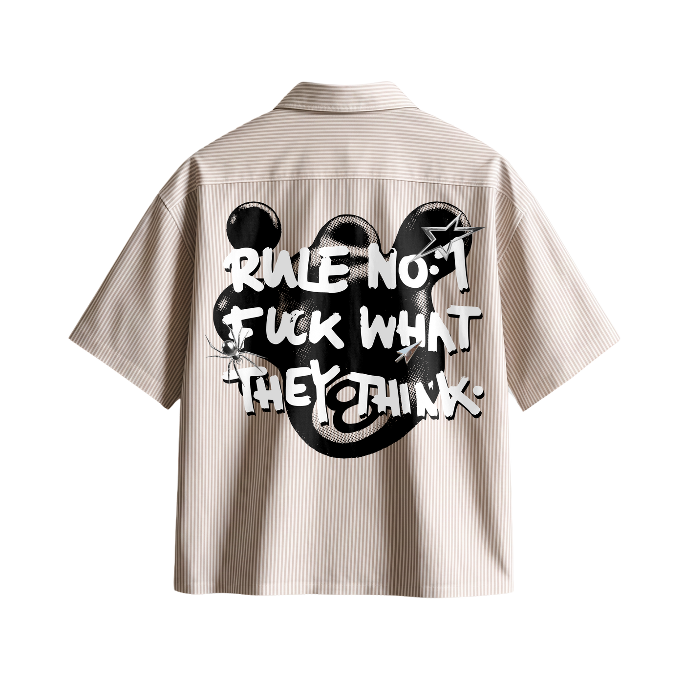 Forfksake Rule No 1 Boxy Fit Beige Striped Shirt