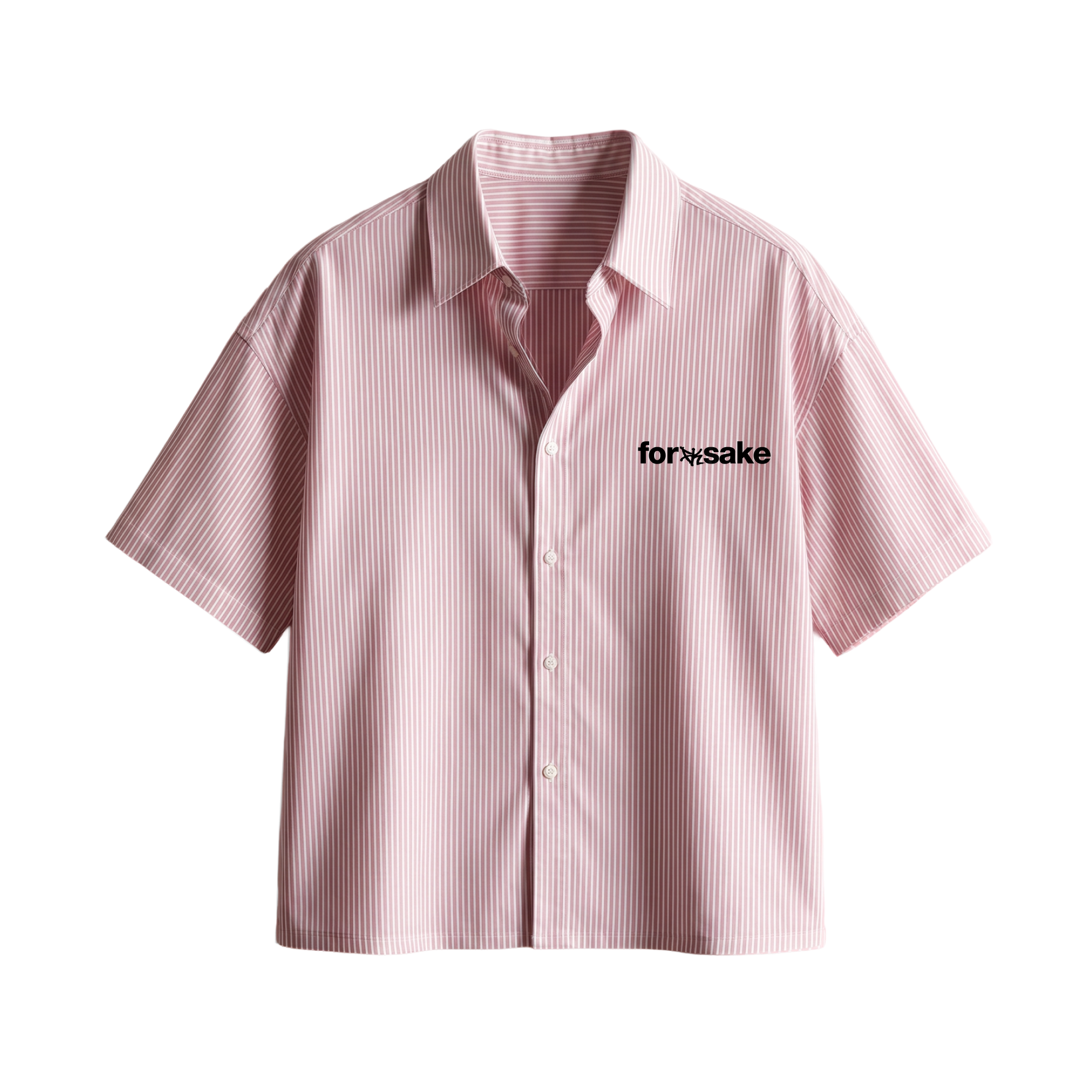 Forfksake Stole It Boxy Fit Pink Striped Shirt