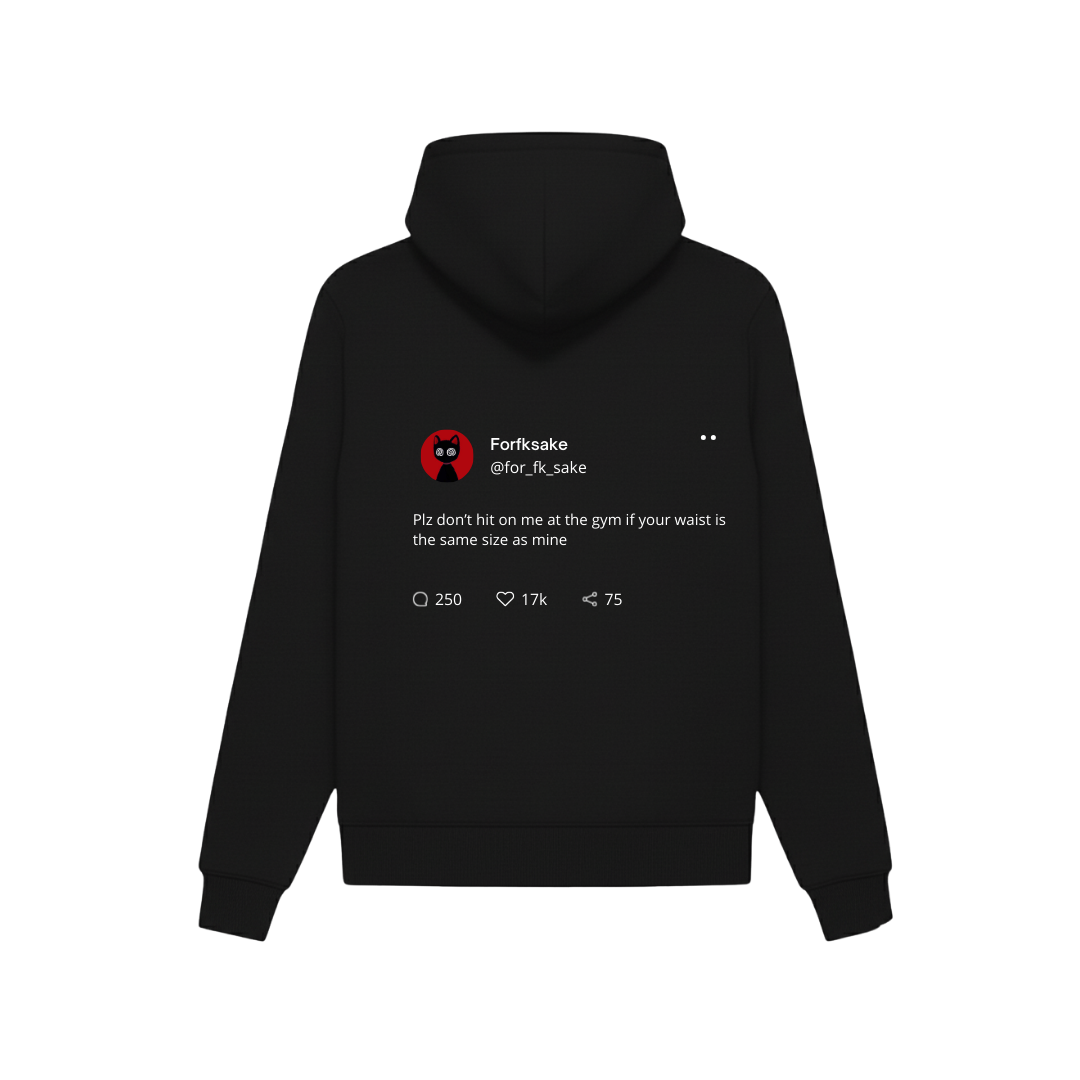 FORFKSAKE WAISTLINE WARNING BLACK HOODIE