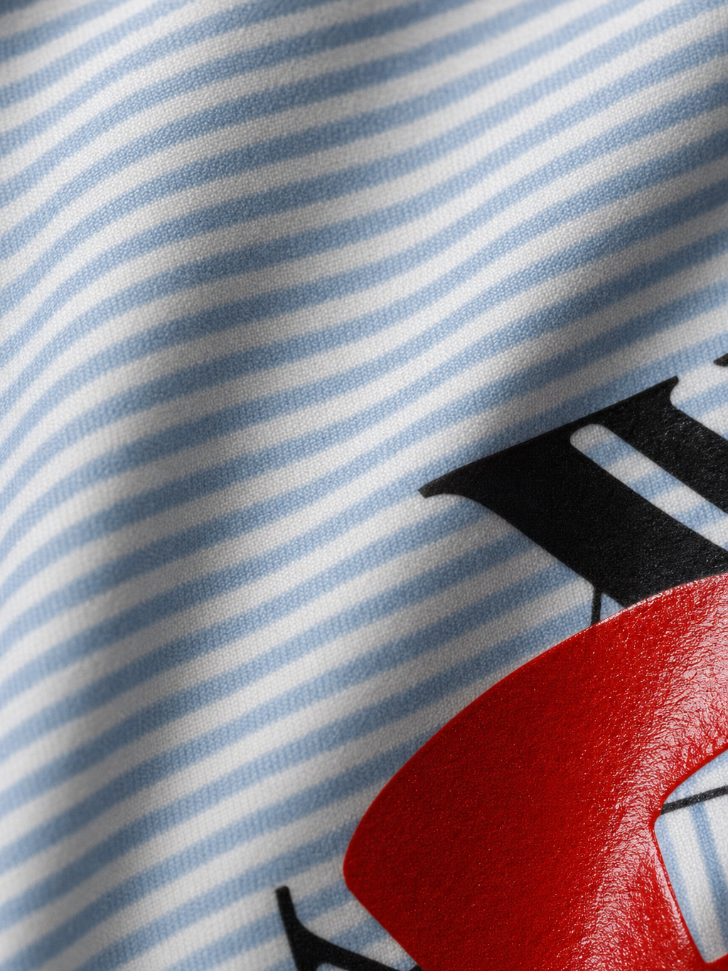 Forfksake Fuck 9-5 Boxy Fit Blue Striped Shirt – close-up detail