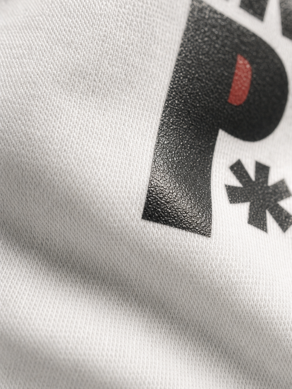 Forfksake Think White T-Shirt – close-up detail