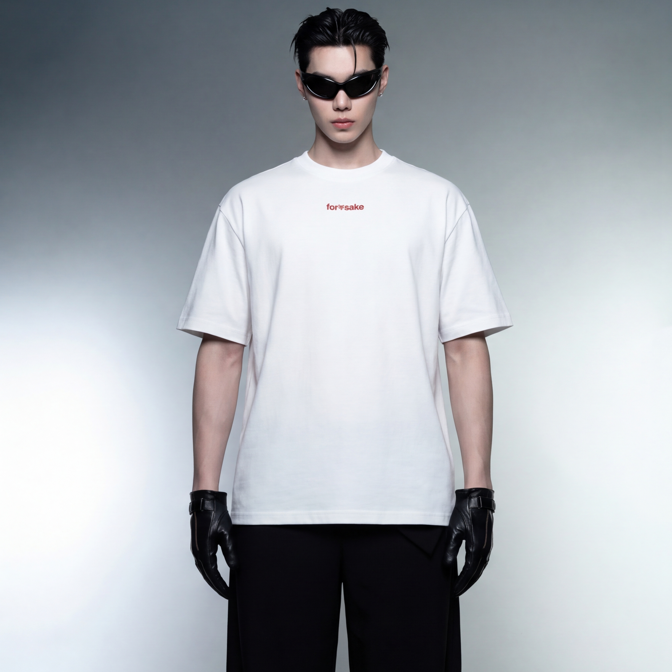 ex-flex-forfksake-white-tshirt model front