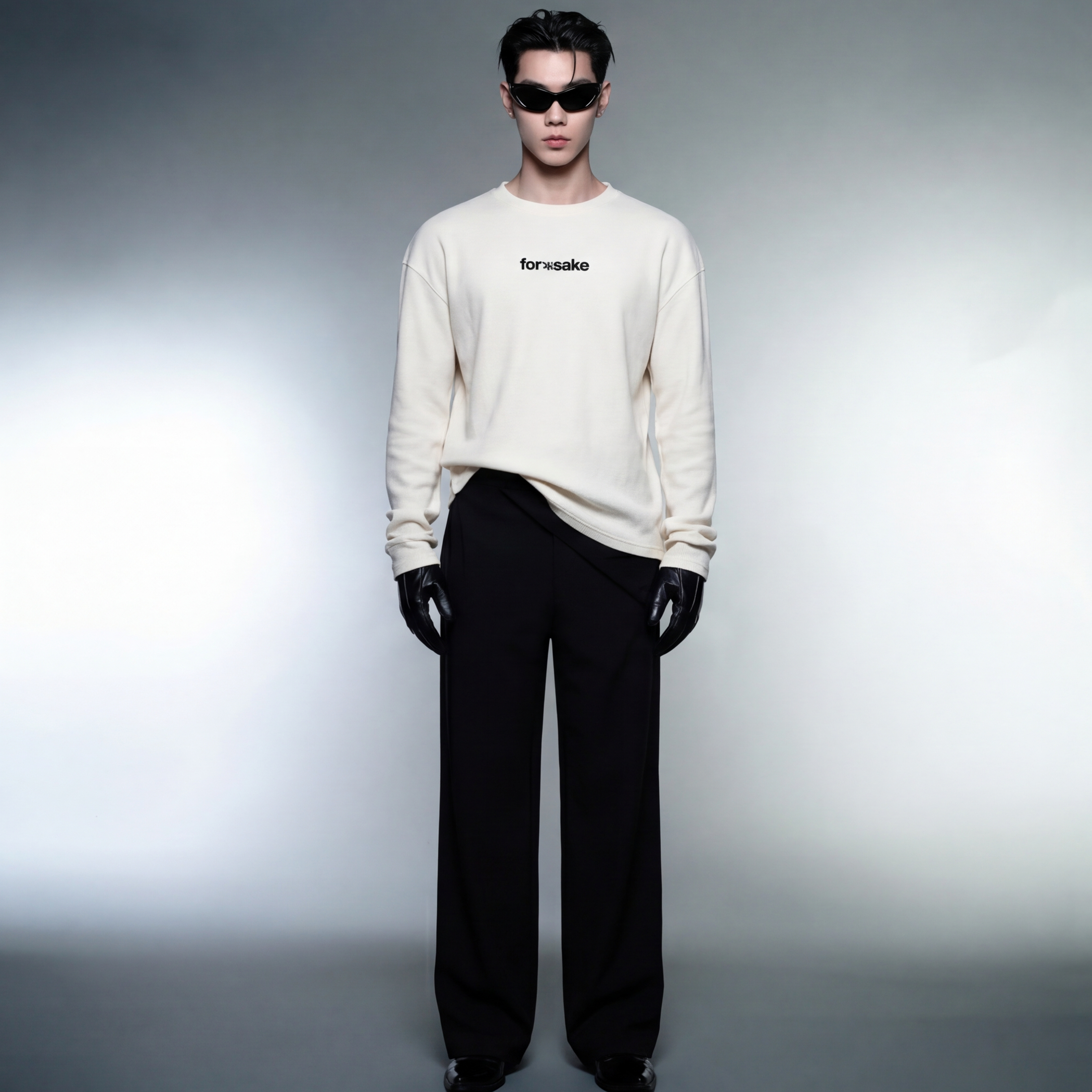forfksake-alcoholic-waffle-long-sleeve-off-white model front