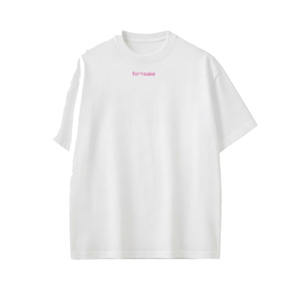 FFS restored original first-two | original_media:gid://shopify/MediaImage/30695048413287 | position:2 | Forfksake Pink White T-Shirt