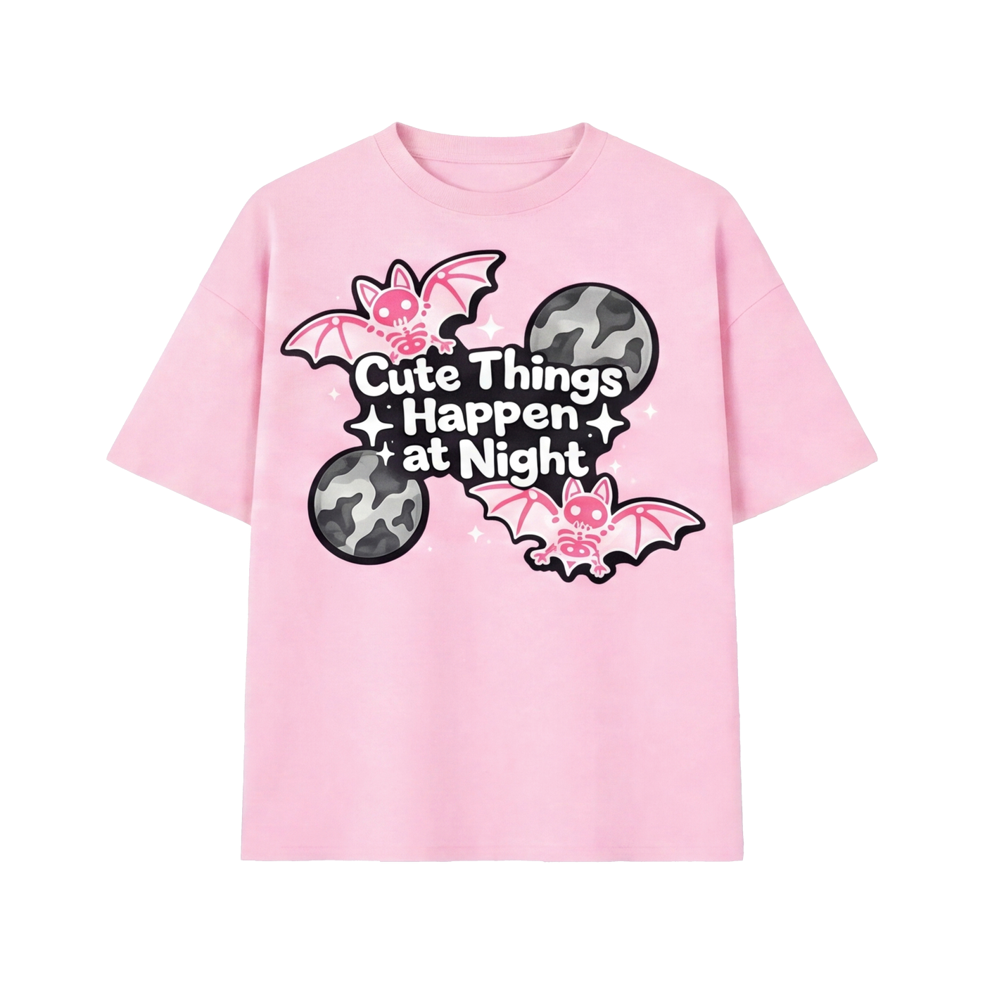 FFS restored original first-two | original_media:gid://shopify/MediaImage/30695009026151 | position:1 | Forfksake Batty At Night Tee - Pink