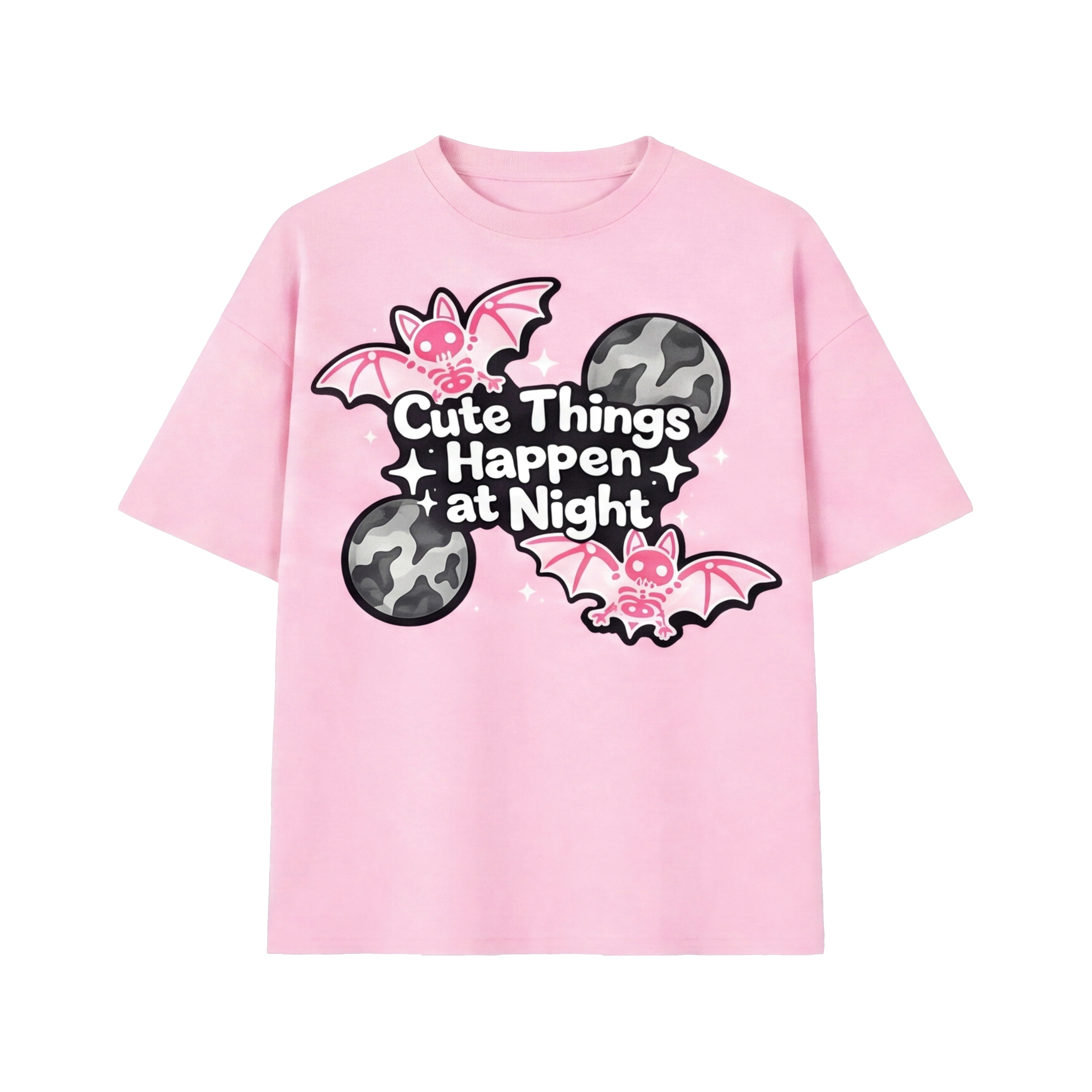 FFS restored original first-two | original_media:gid://shopify/MediaImage/30695009026151 | position:1 | Forfksake Batty At Night Tee - Pink